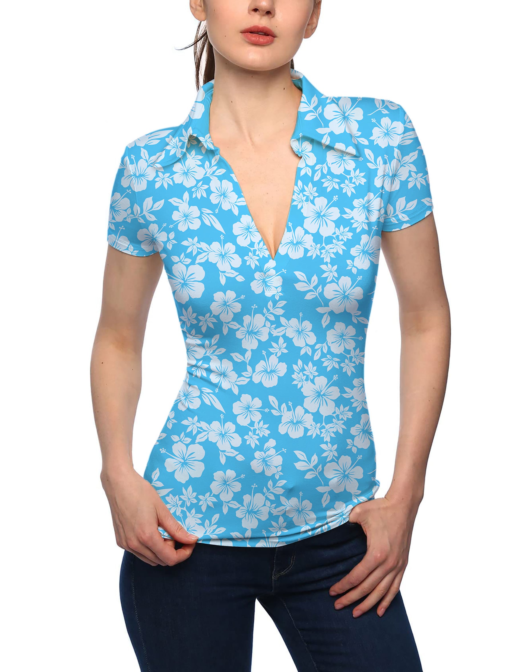 Women's Aloha Aina V Neck Golf Polo