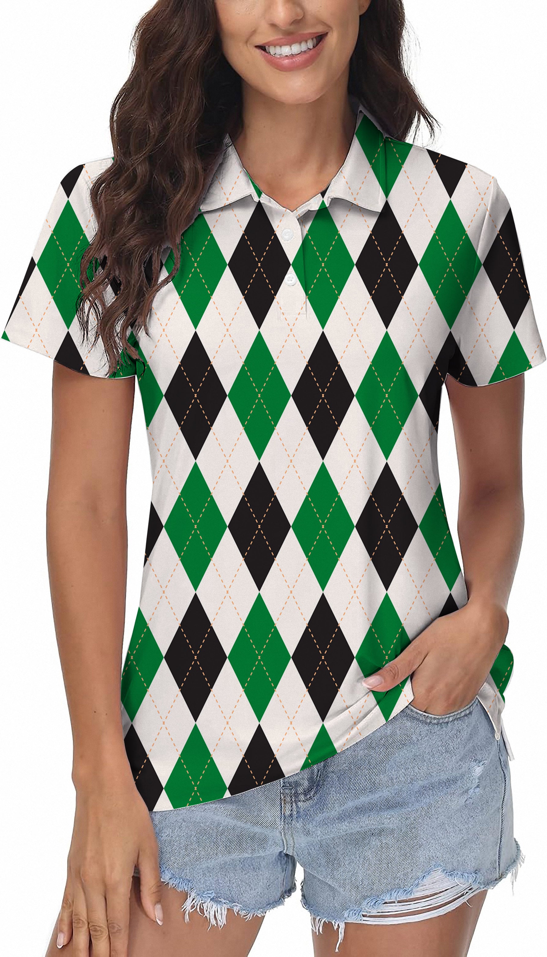 Argyle grid Women's Golf Polo
