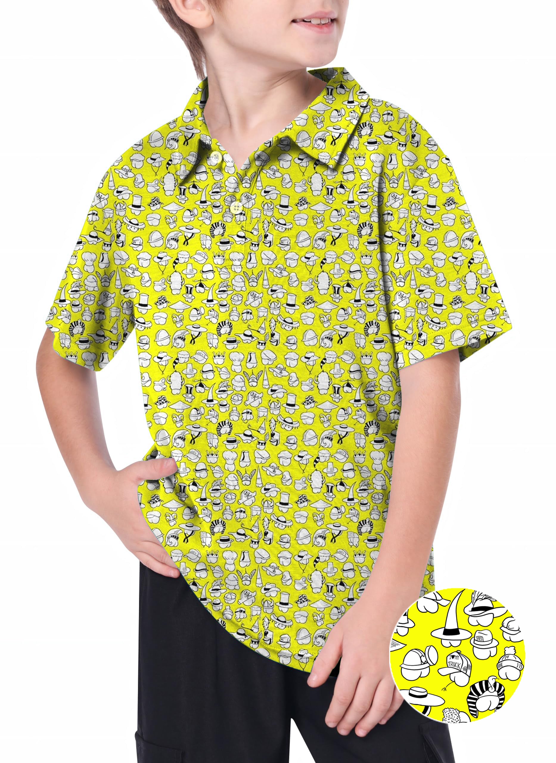 Youth Yellow Versatile Hips Designer style Golf Polo
