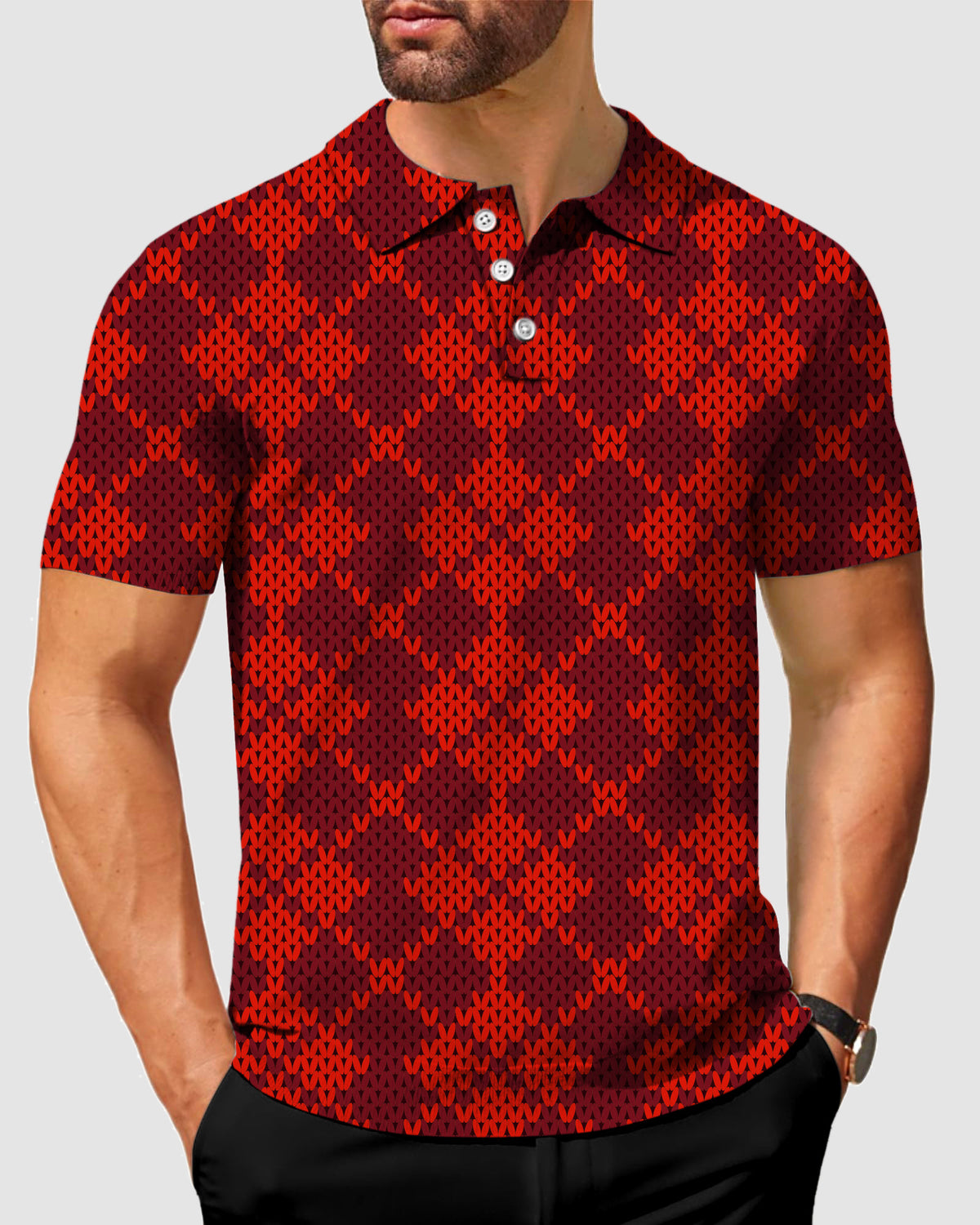 Men's Christmas Red Polo