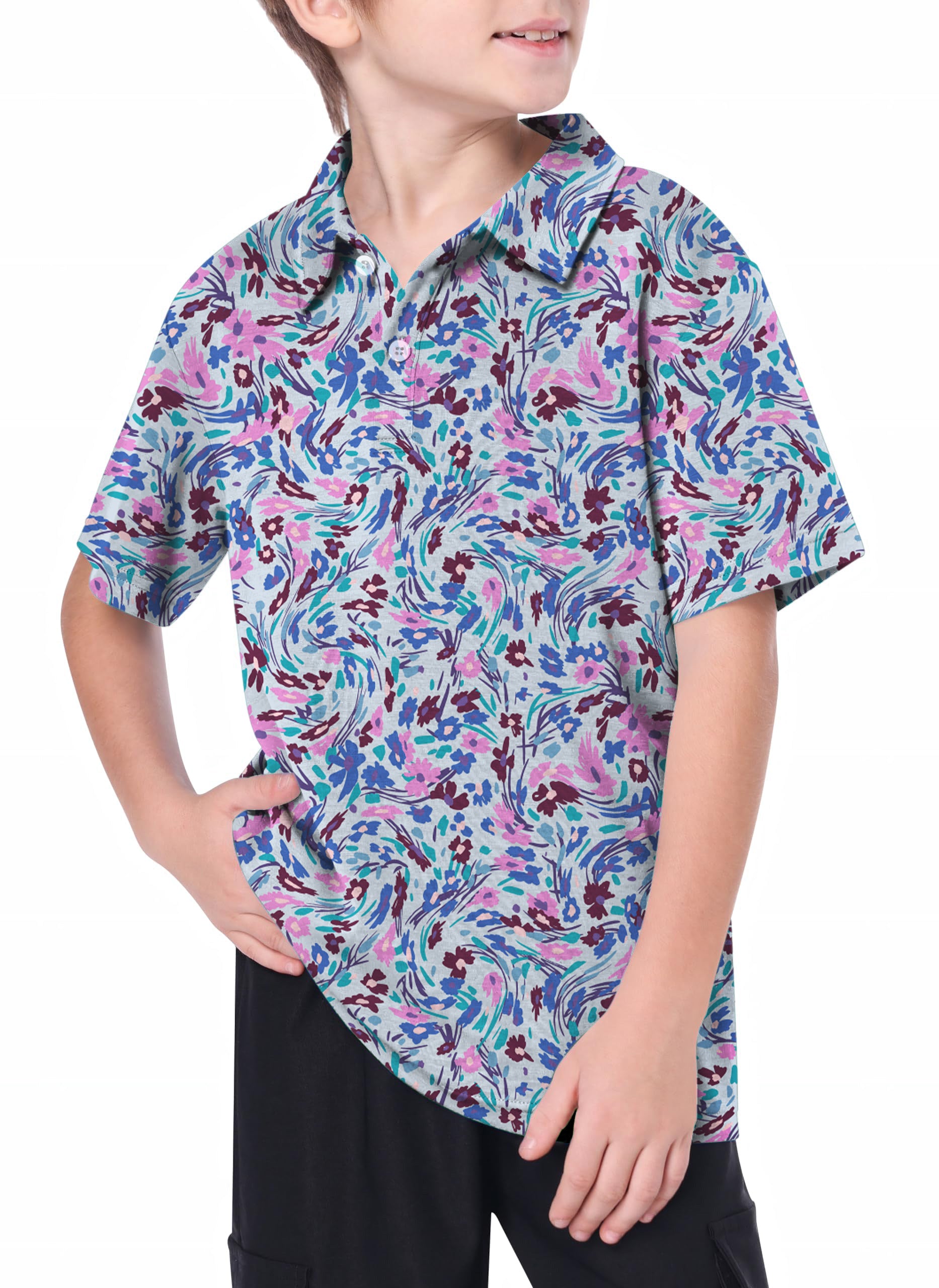 Youth summer floral Golf Polo