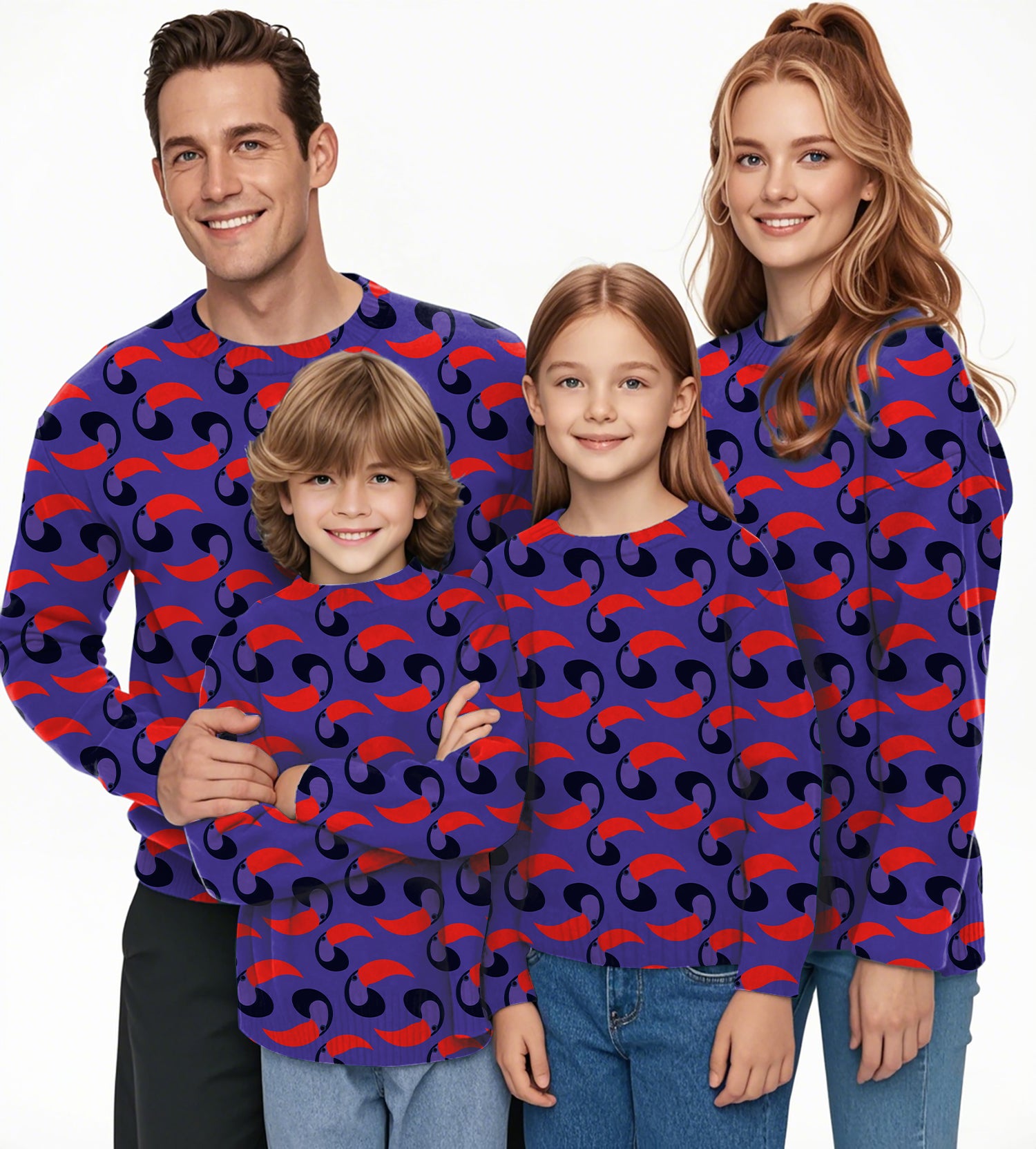 purple toucan Crewneck Pullover Ugly Sweater Men Women boy girl family