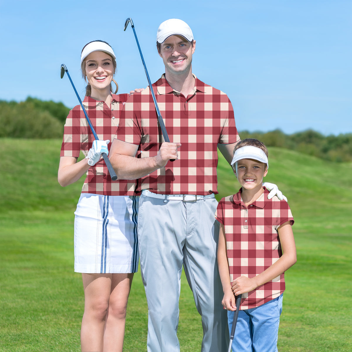 Family Christmas red checkerboard set Golf Championship Trophy tournament