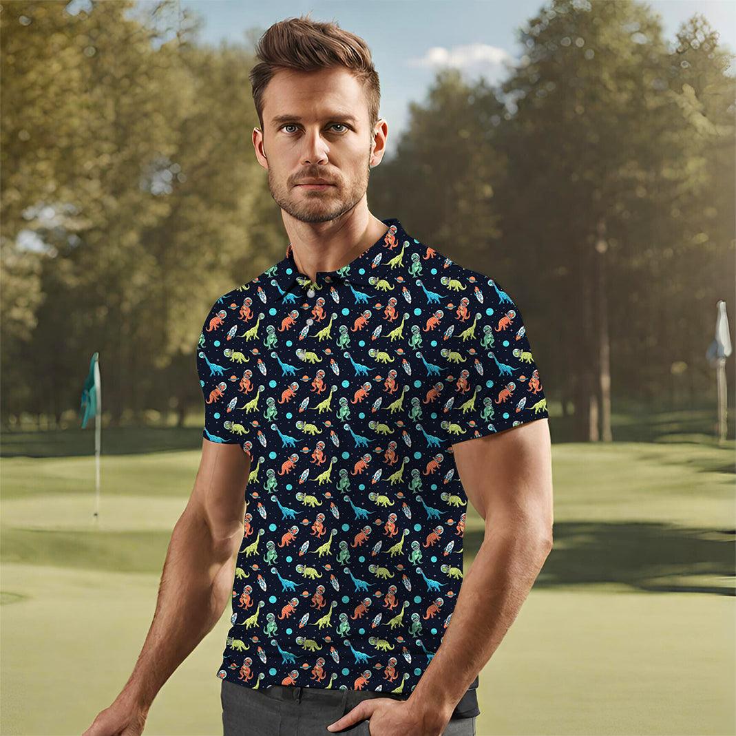 Men's Space Dinosaur golf polo