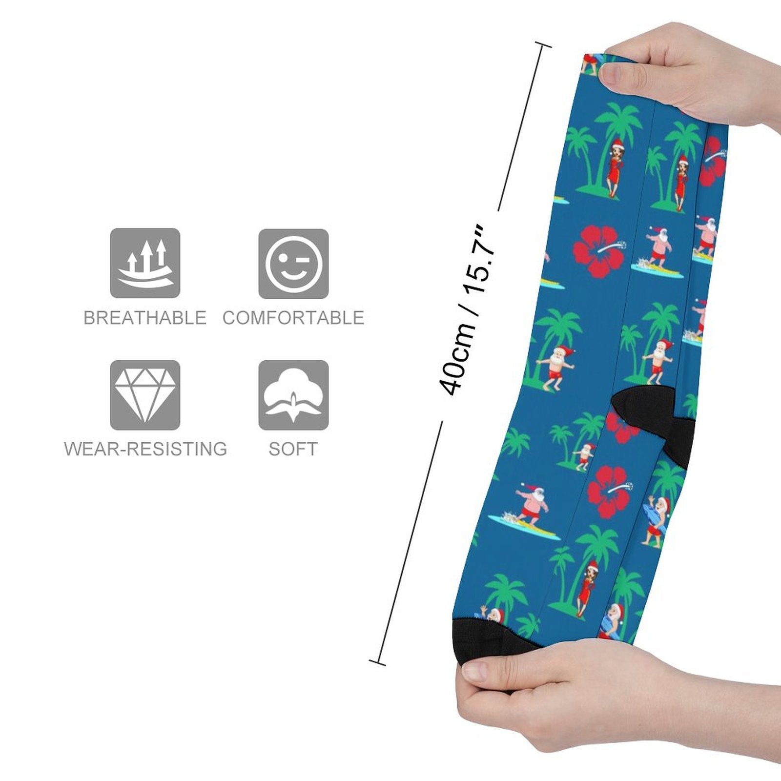 Surfs Up Santa Prined socks Gifts for Men Women