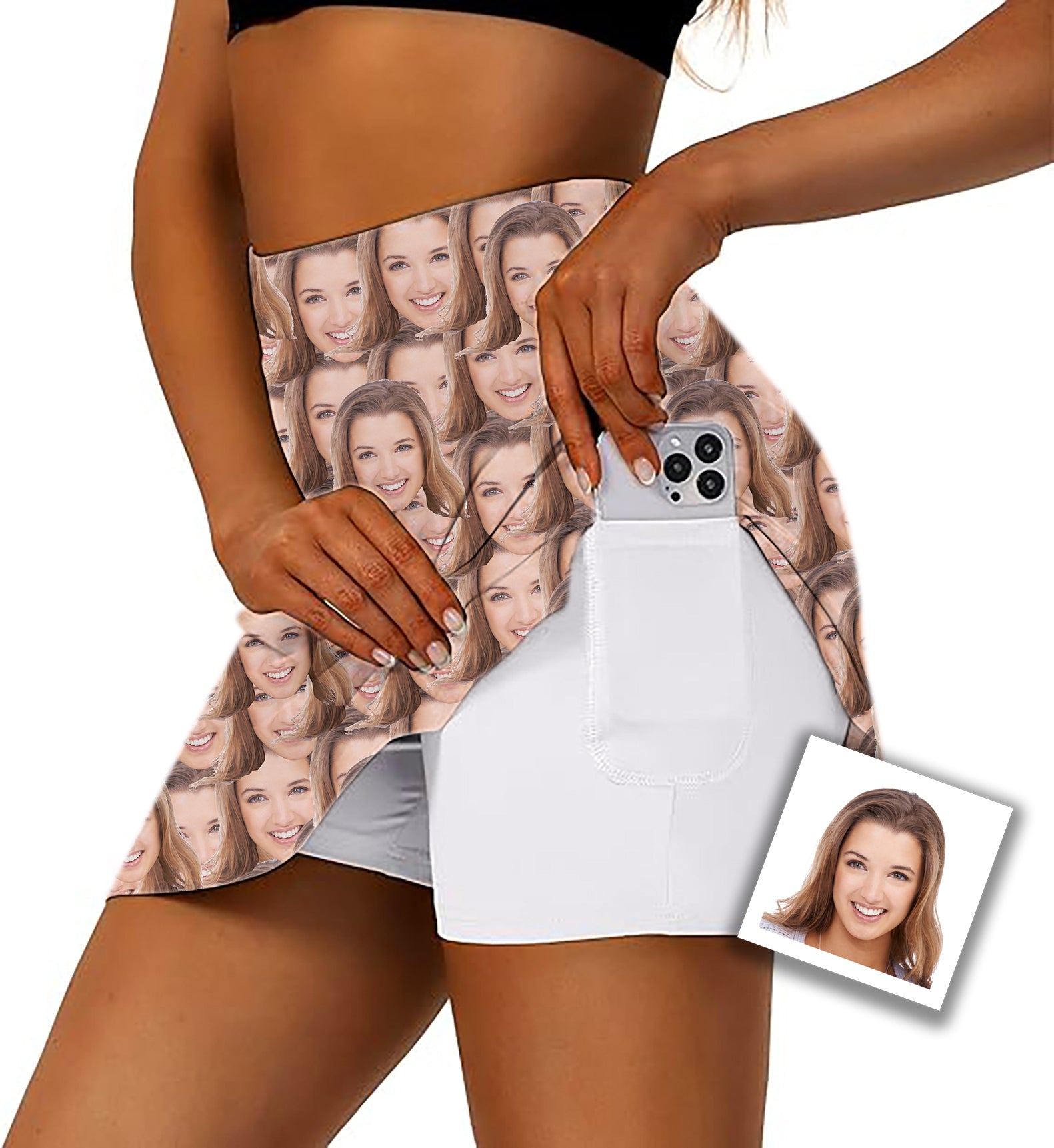 Custom Photo All Faces Women's Athletic Golf Skorts Flared Skirts