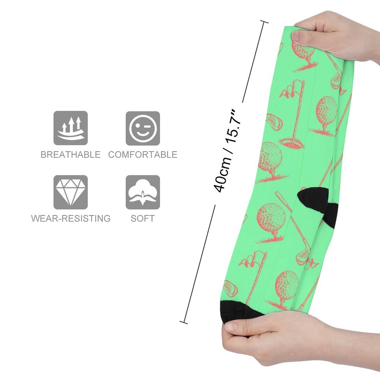 Green Golf Club Prined socks Gifts for Men Women