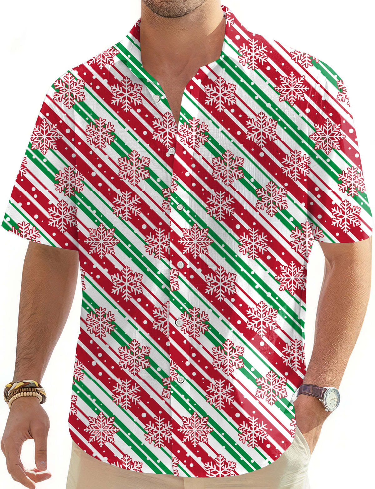 Christmas Snowflake Men's Golf Hawaiian Shirts Button Down Shirt