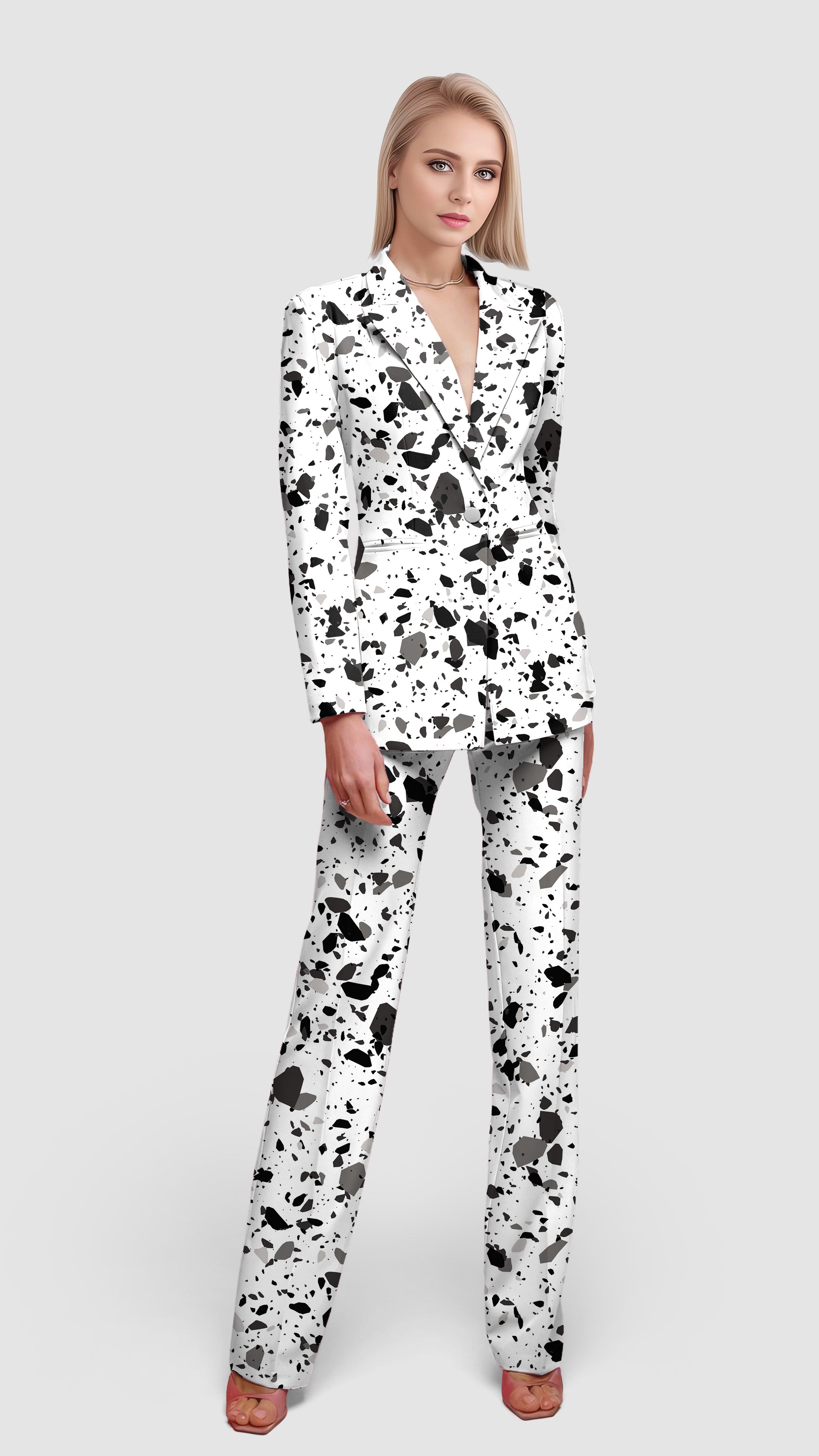 Terrazzo-Women's Blazer Casual Work Office Blazer Suit set