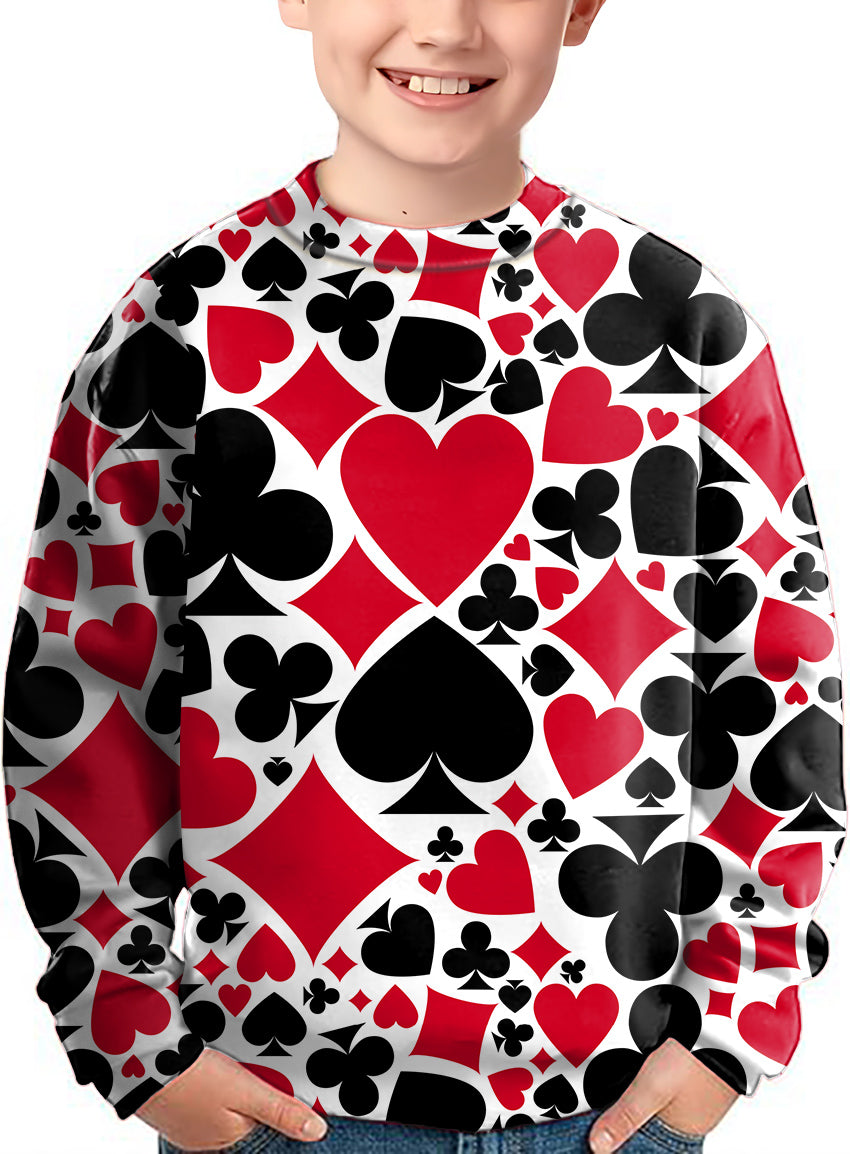 Poker Crewneck Pullover Kids Ugly Sweater