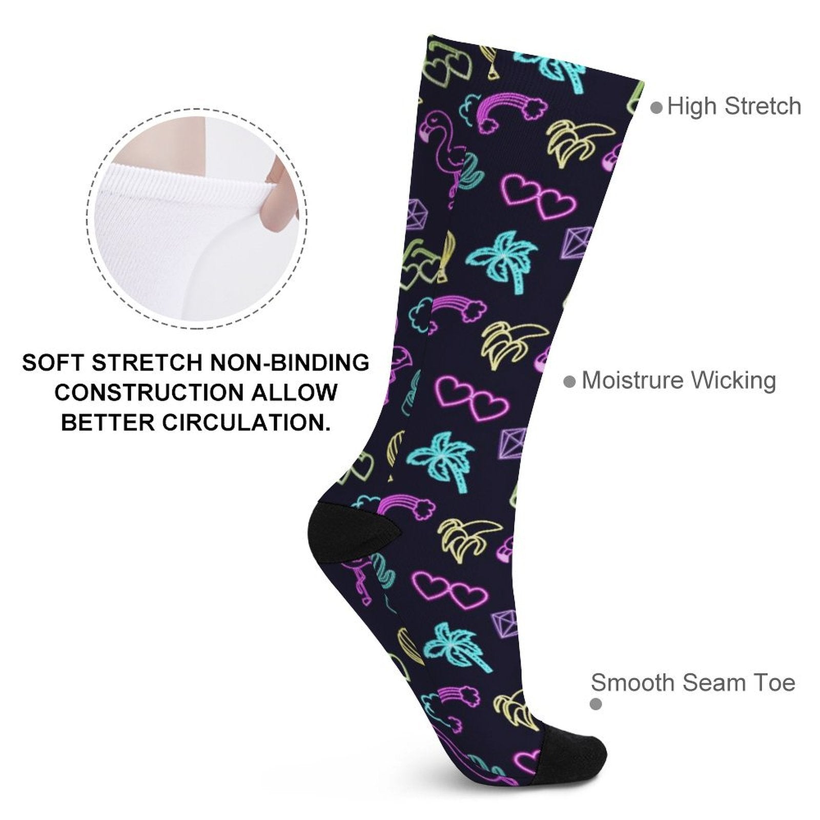 Neon Flamingo Prined socks Gifts for Men Women