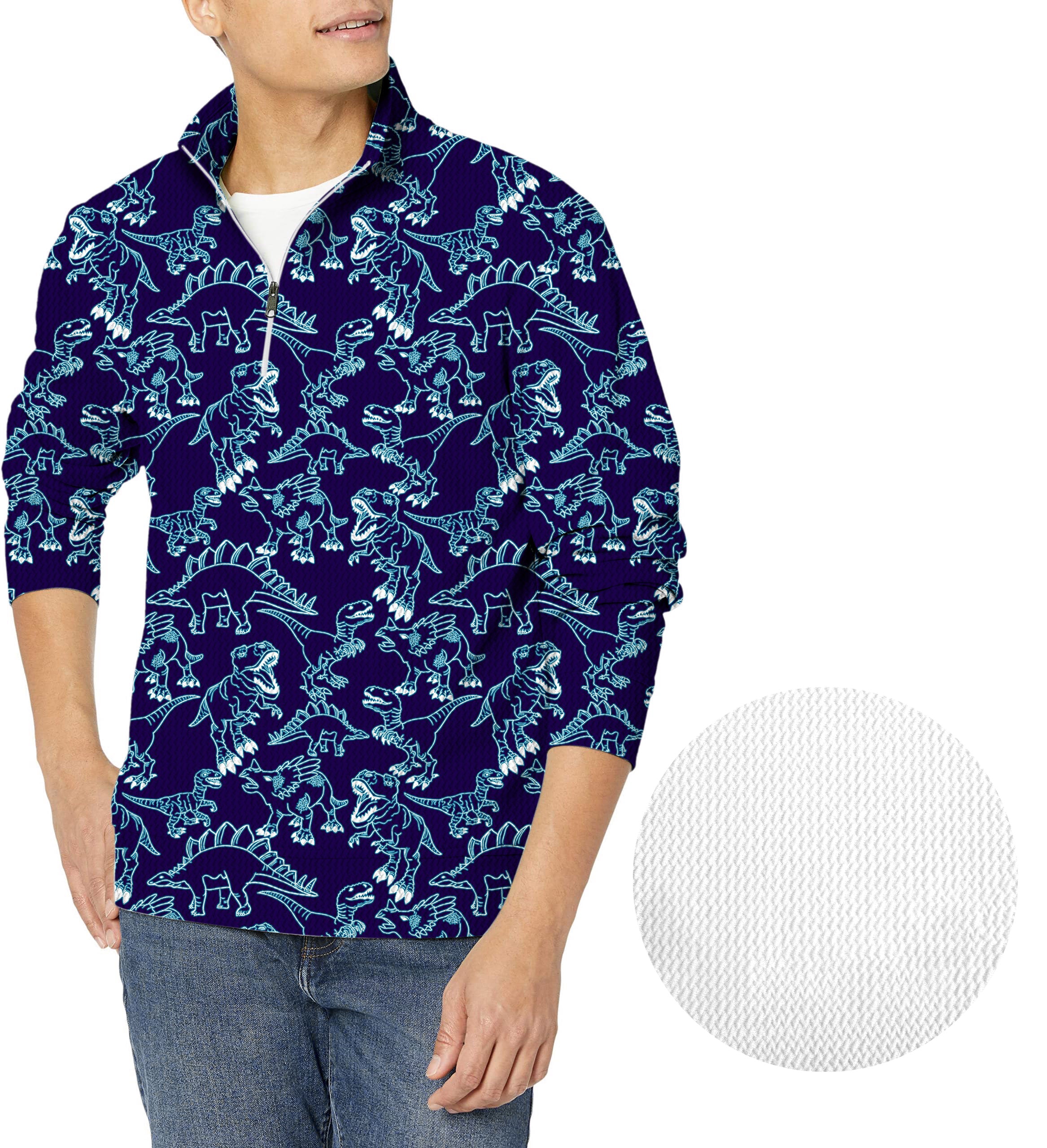 Neon Dino's-Men's Golf Waffle Zipper Pullover