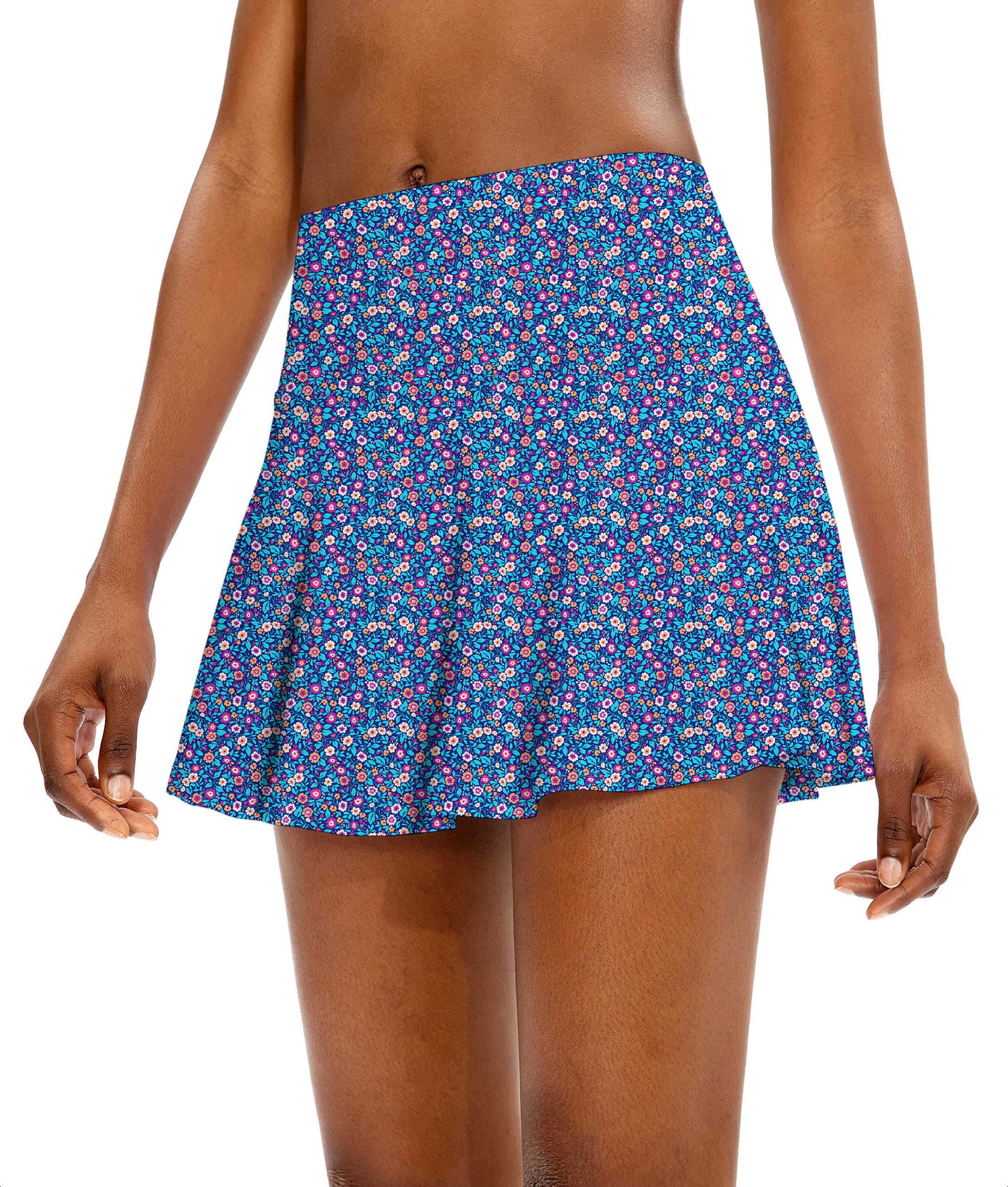 Dark Floral Women's Athletic Golf Skorts Flared Skirts