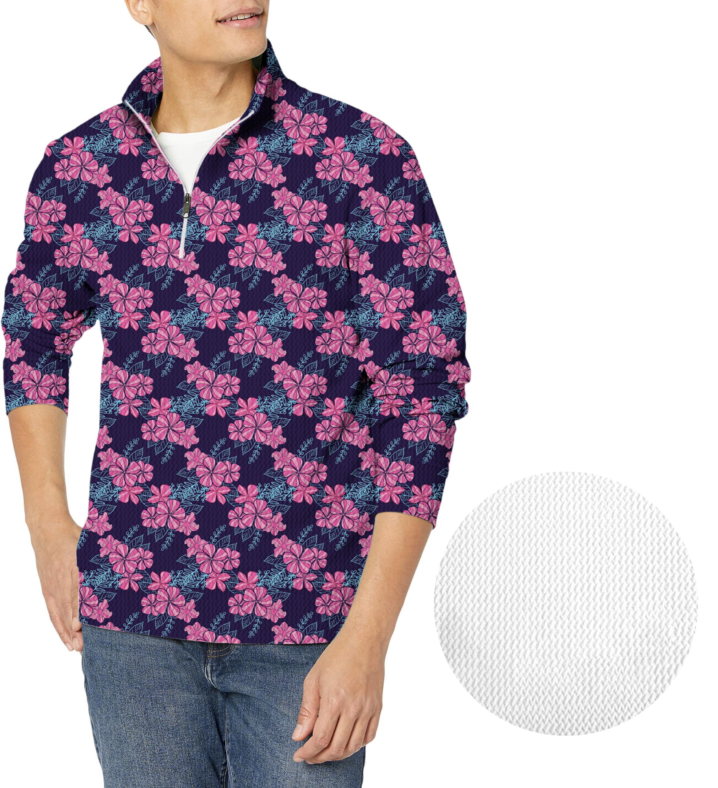 Blossom Burst-Men's Golf Waffle Zipper Pullover