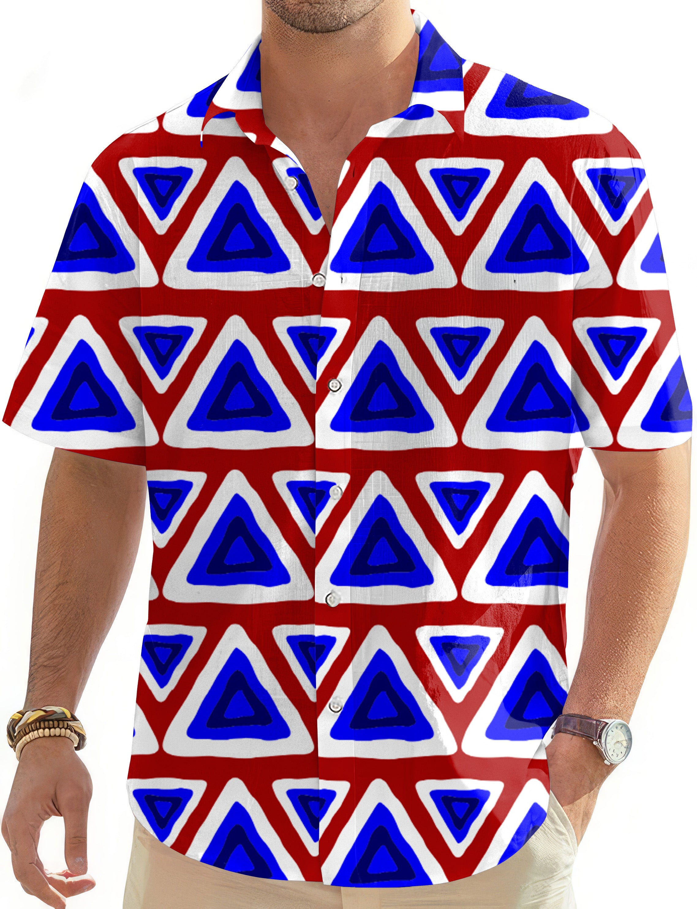 Triangle tribal Men's Golf Hawaiian Shirts Button Down Shirt