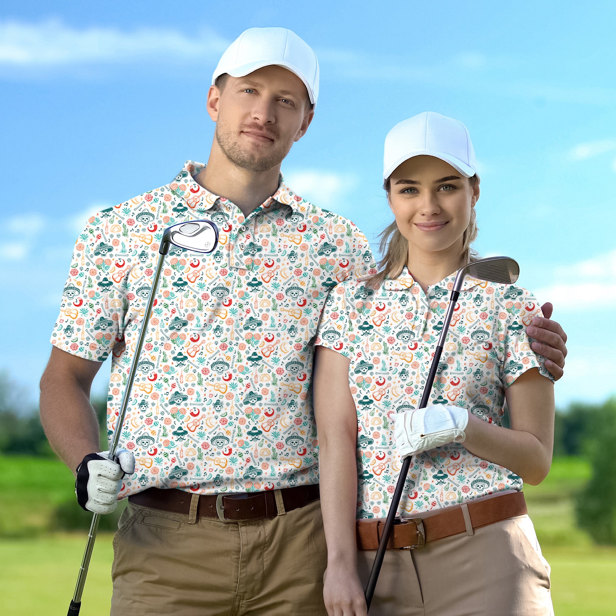 Golf Polo Couple Family set Colorful Balloon Dog tournament