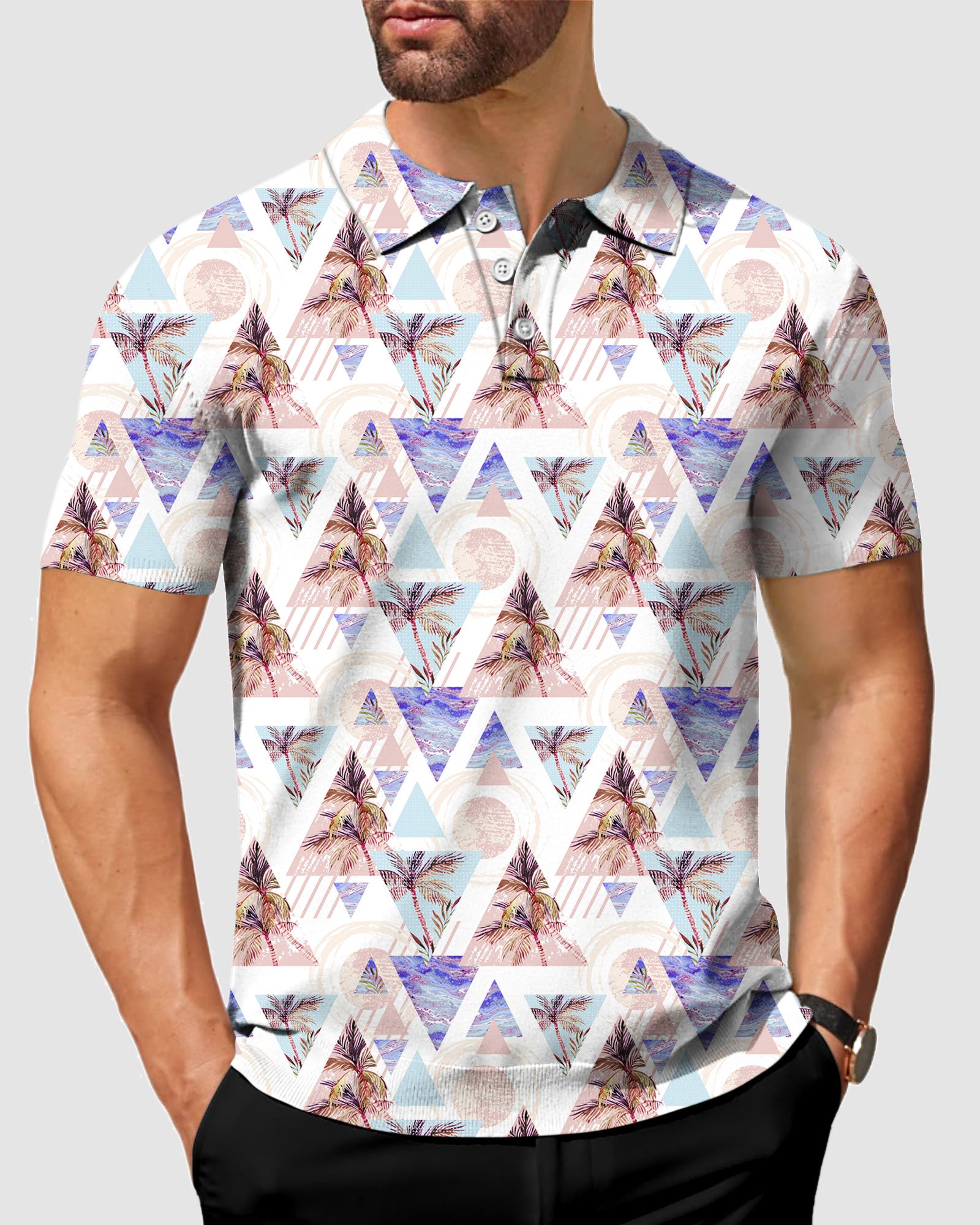 Men's Cali Coconut trees golf polo