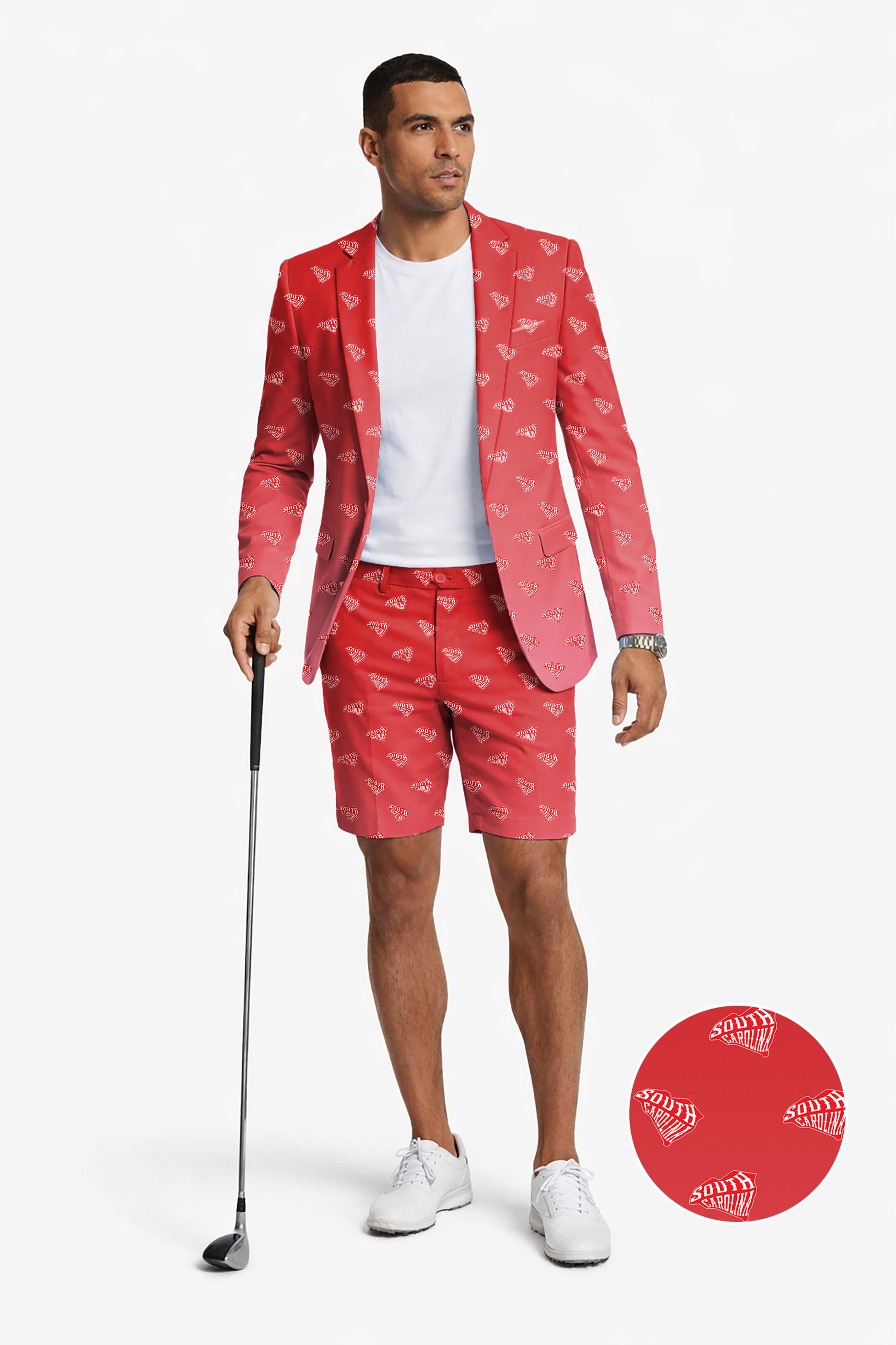 Red South Carolina Men's Party Costumes-Theme Party 2pcs Suit set-Blazer Shorts