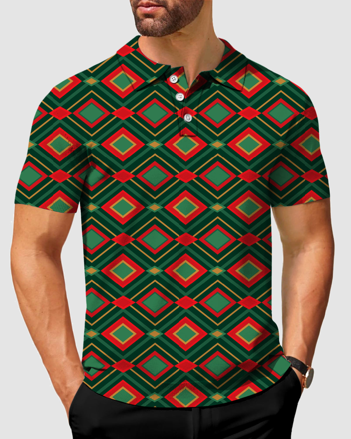 Men's Christmas Argyle Polo