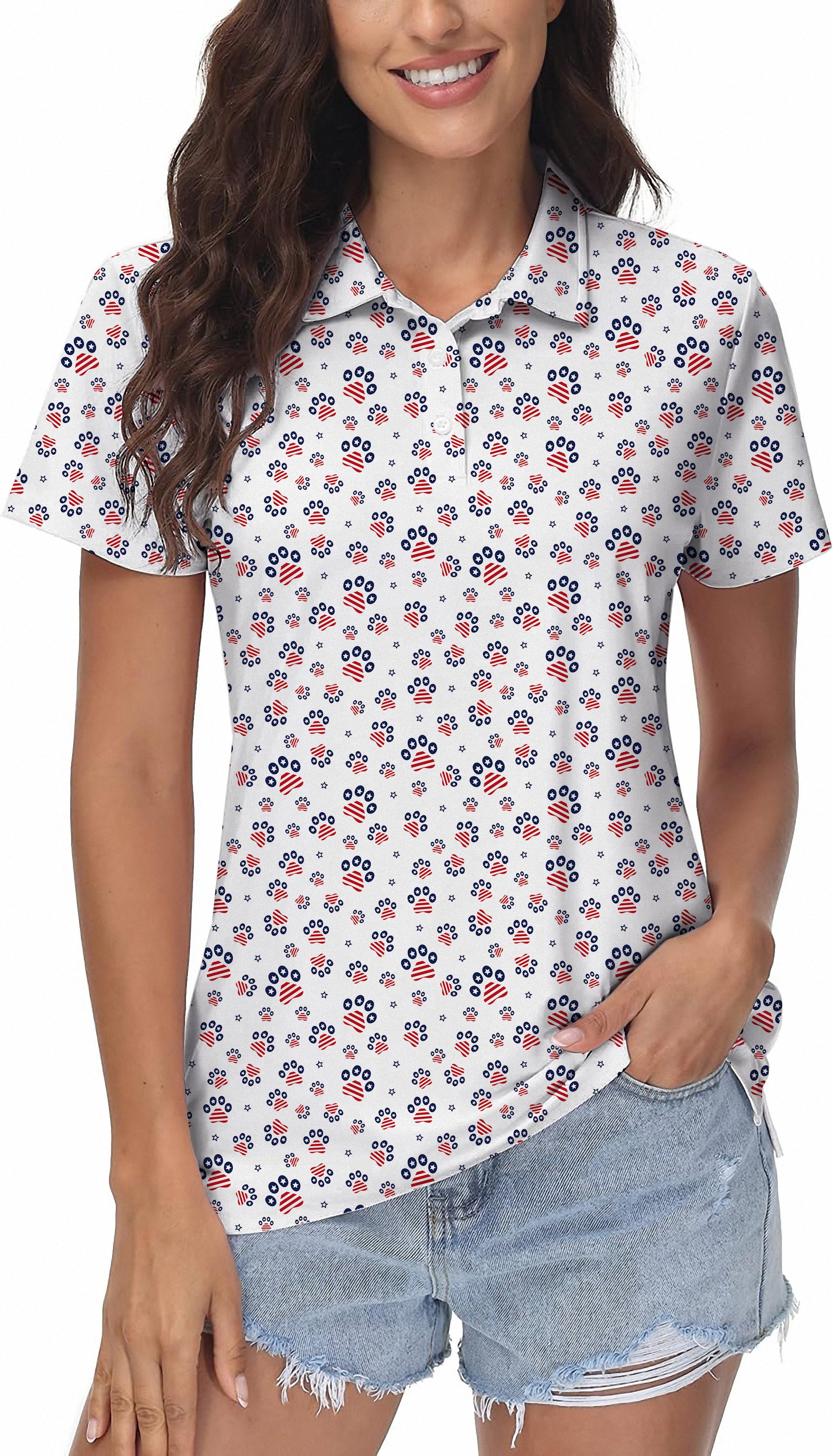 PAW SITIVLEY PATRIOTIC USA Women's Golf Polo