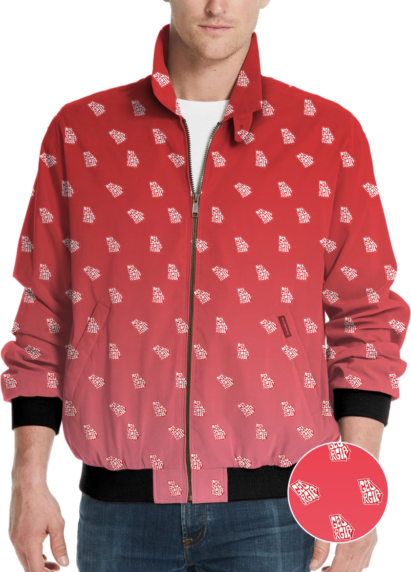 Red Georgia Men's Golf Windbreaker Light Jacket
