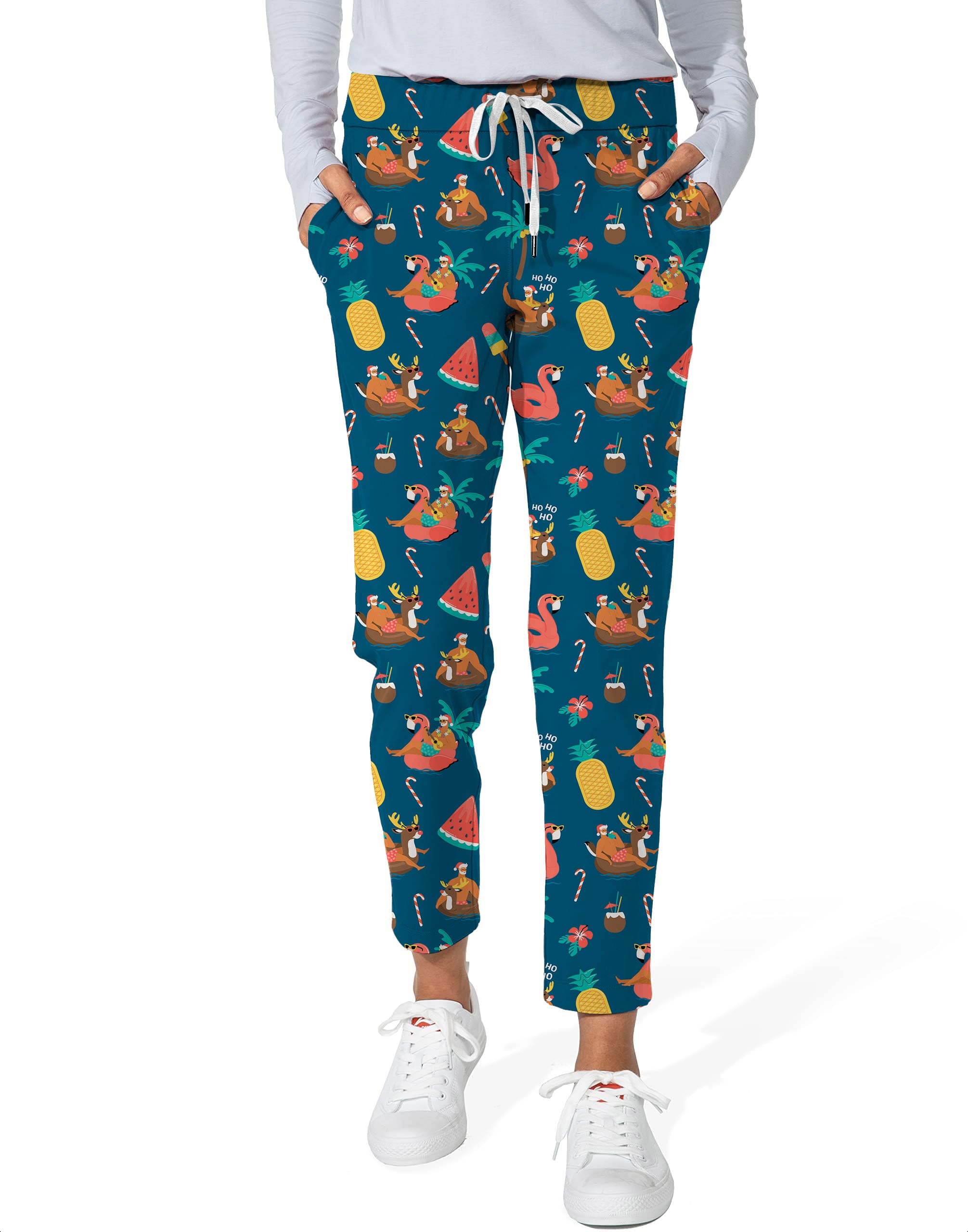 Christmas Santa reindeer Summer-Women's 7/8 Stretch Ankle Golf Pants