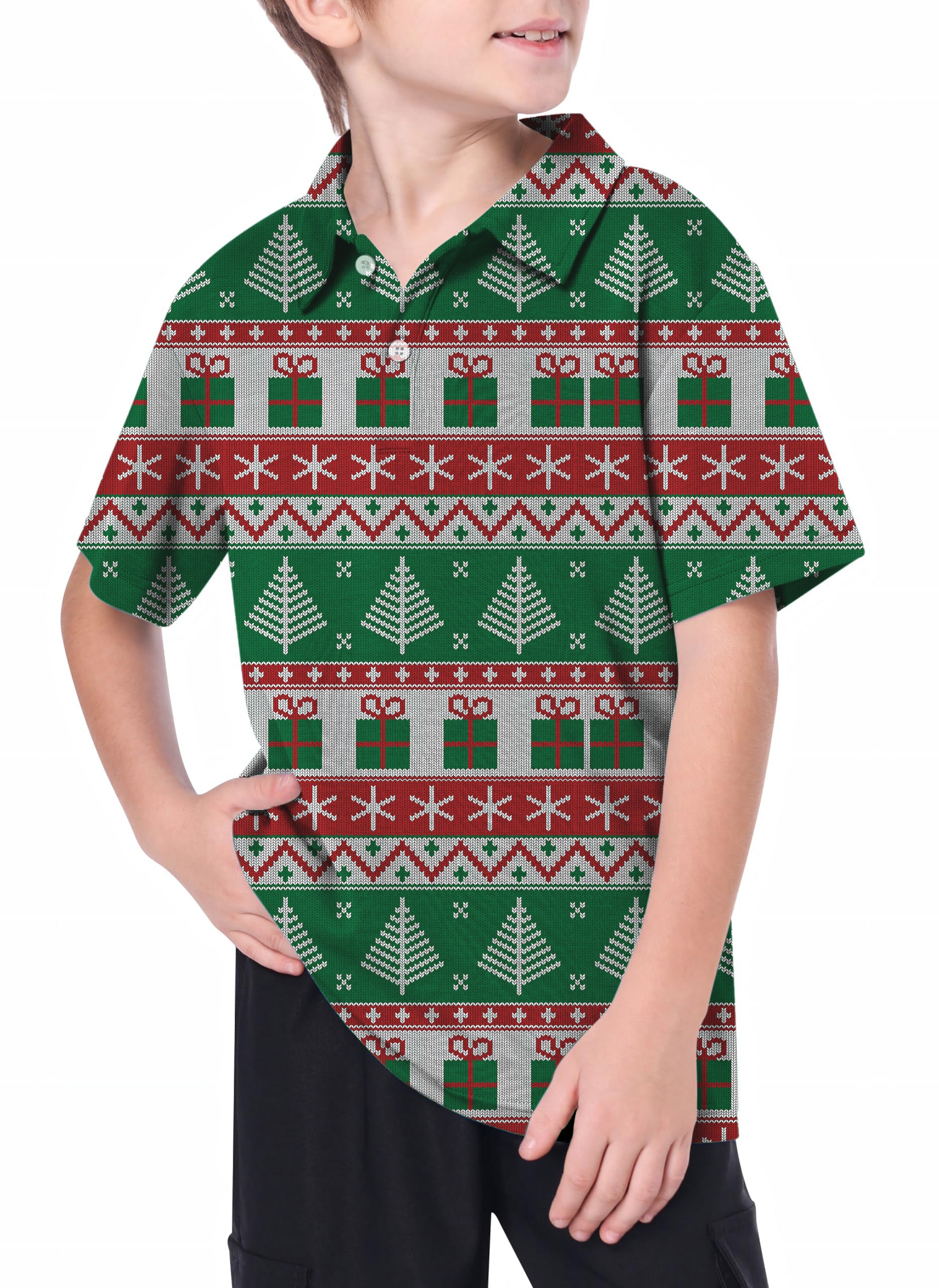 Youth Christmas Tree Golf Polo