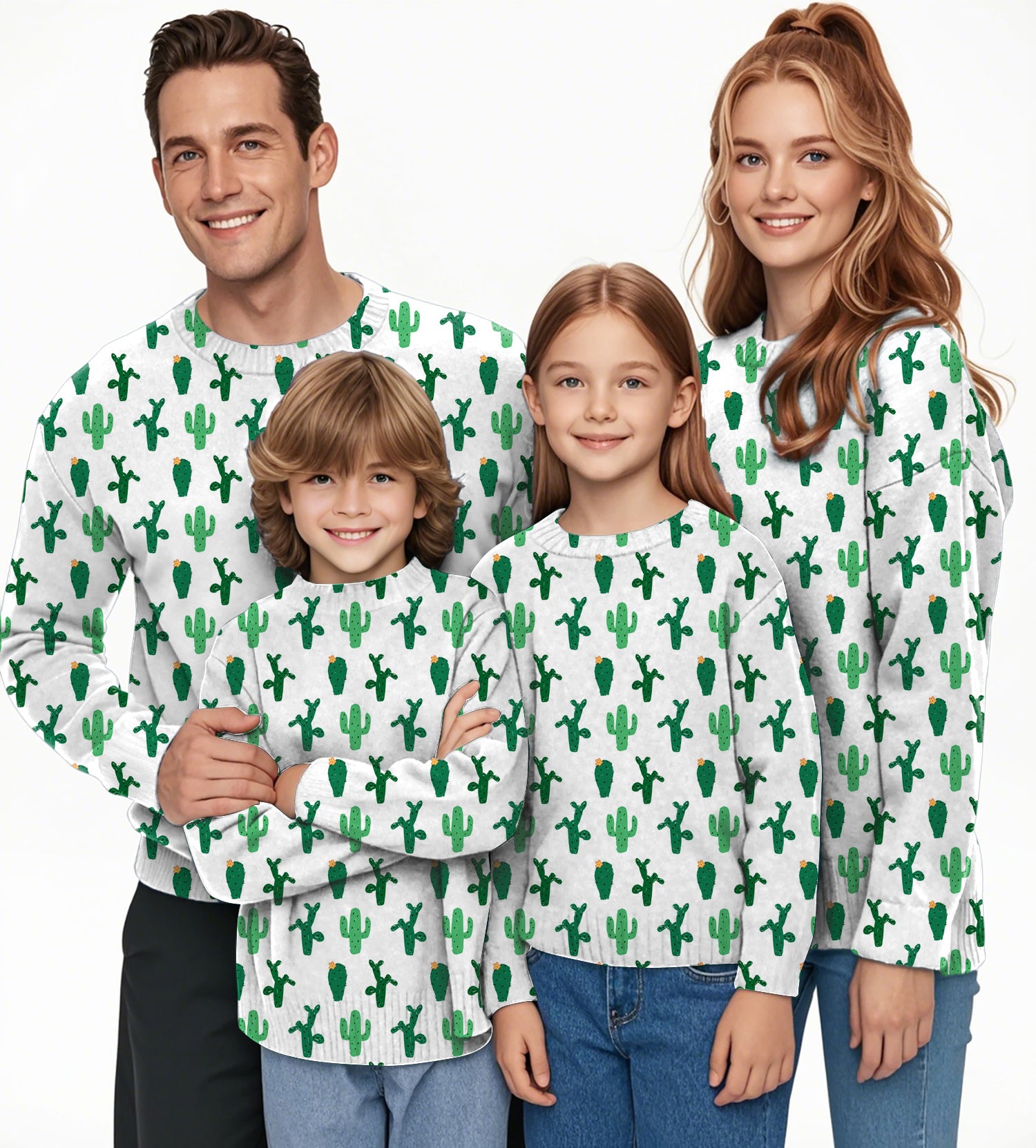 Strange Cactus Crewneck Pullover Ugly Sweater Men Women boy girl family