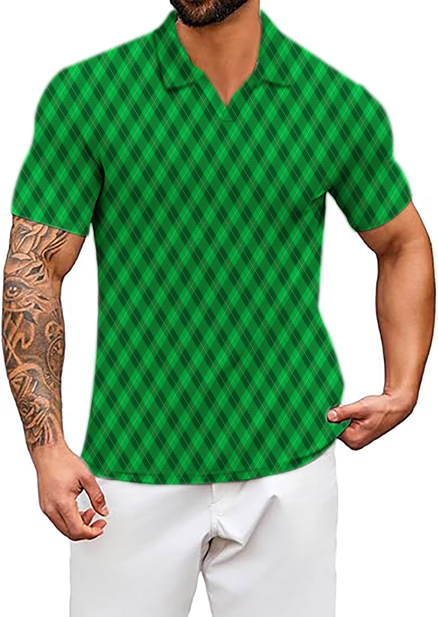 Men's St. Patrick's Day V Neck Golf Polo Shirts