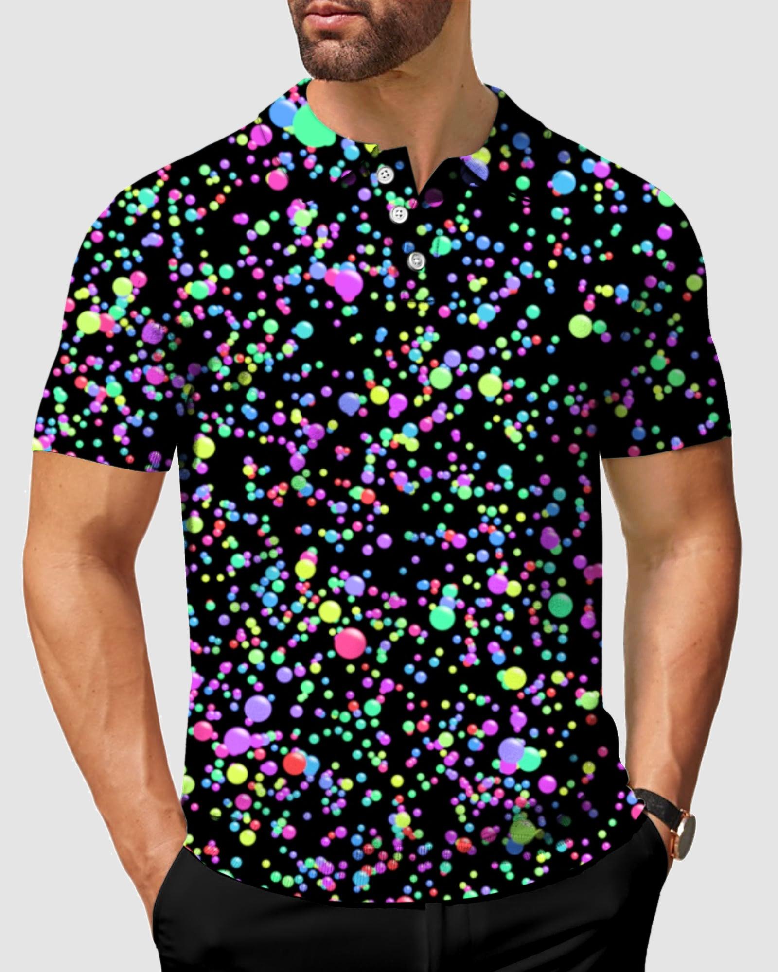 Color dots Men's golf polo