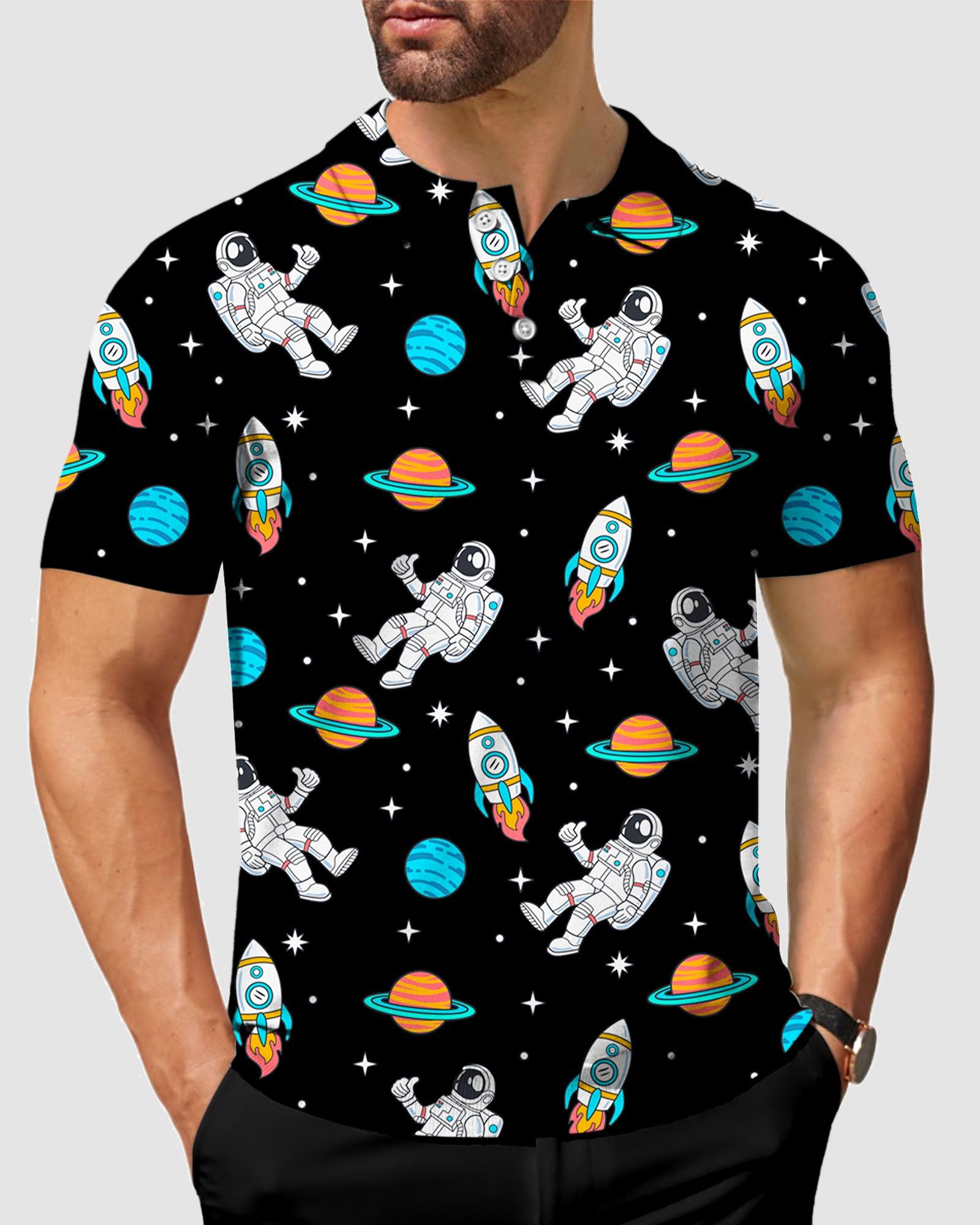 Men' Astronauts and Planets golf polo