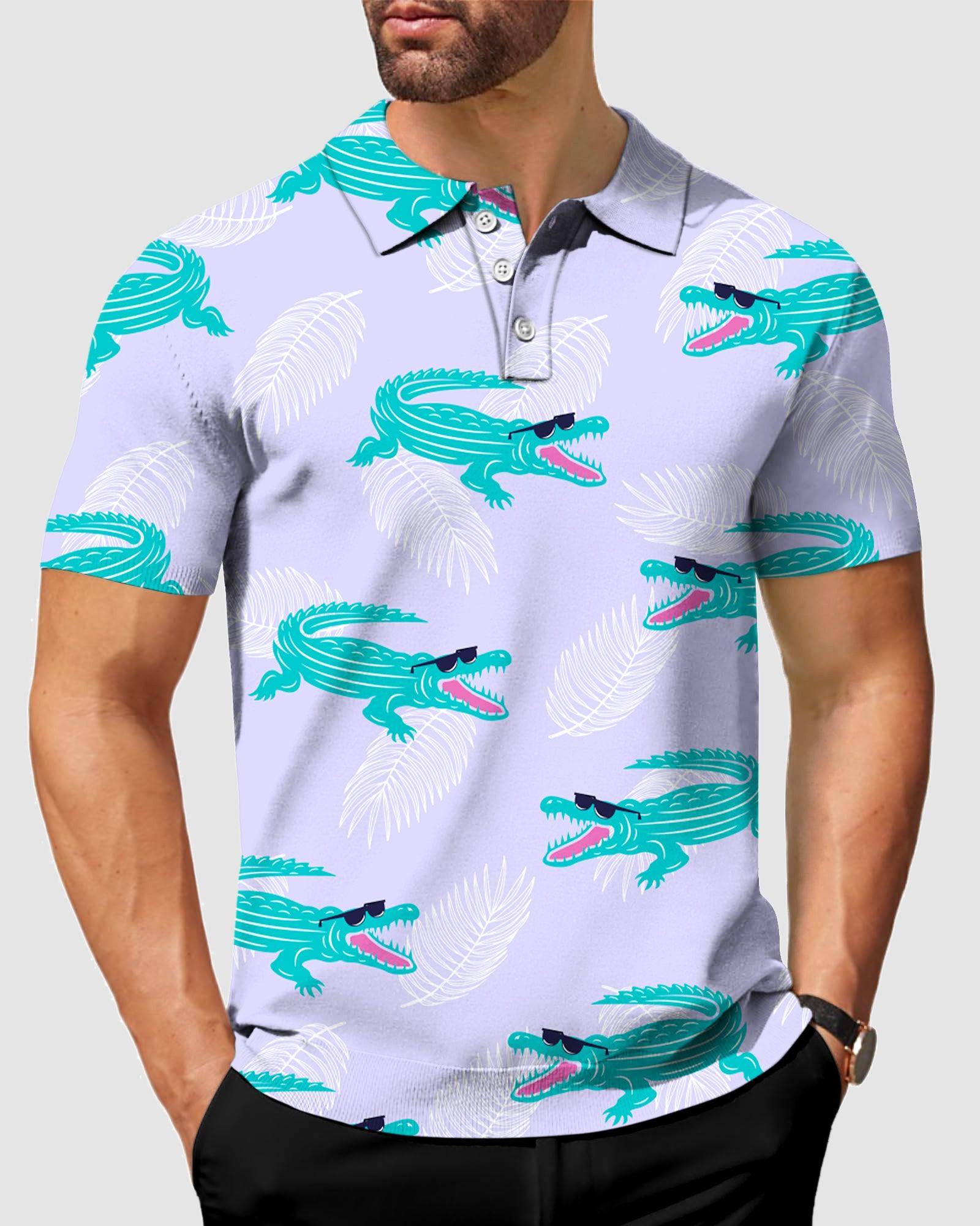 Crocodile wearing sunglasses Men's golf polo