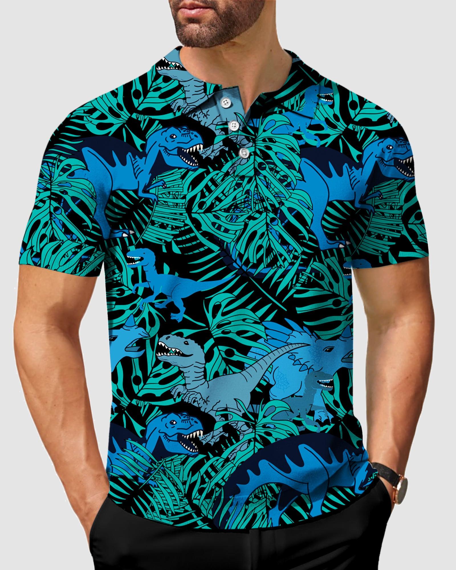 Men's Jungle dinosaur golf polo