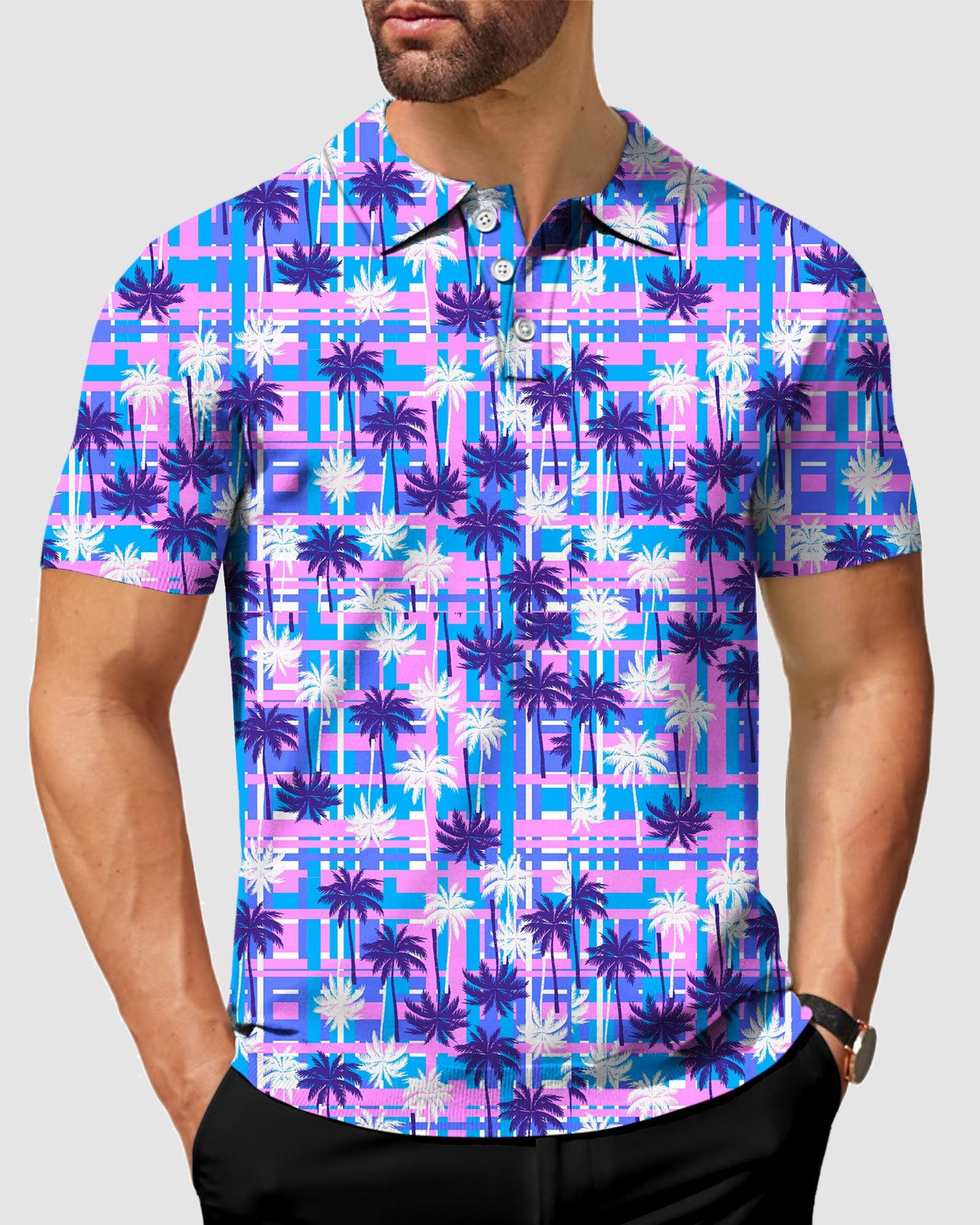 Purple Coconut Tree-Men's golf polo