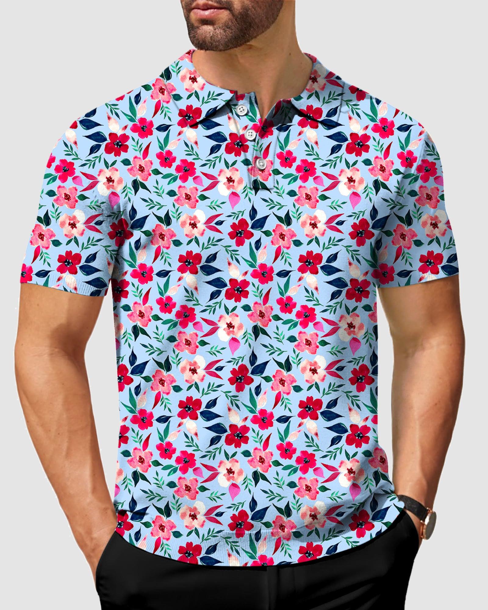 Men's Tropical flowers golf polo