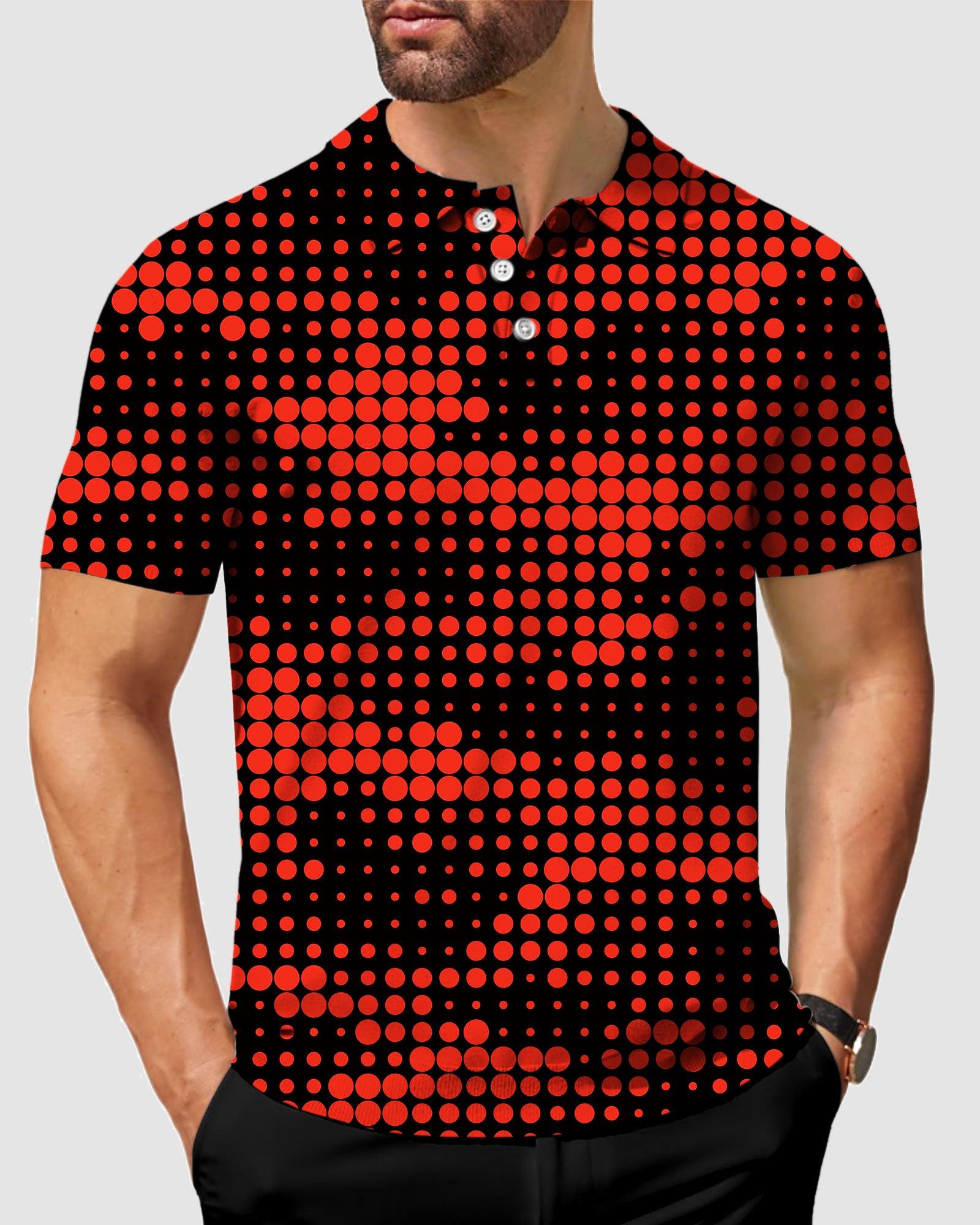 Red origin pixel Men's golf polo