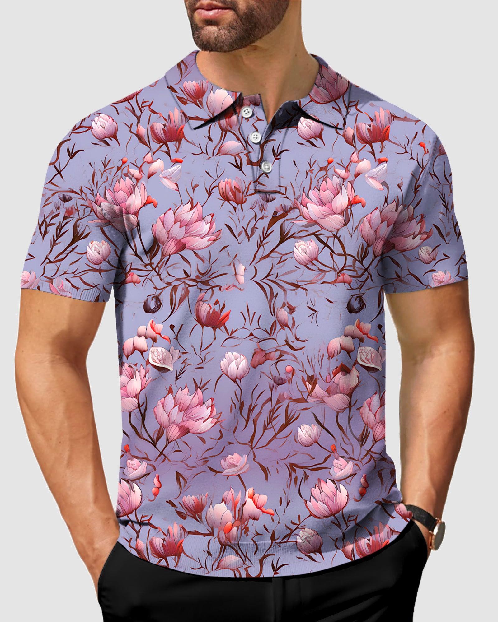 Cherry blossoms bloom Men's golf polo