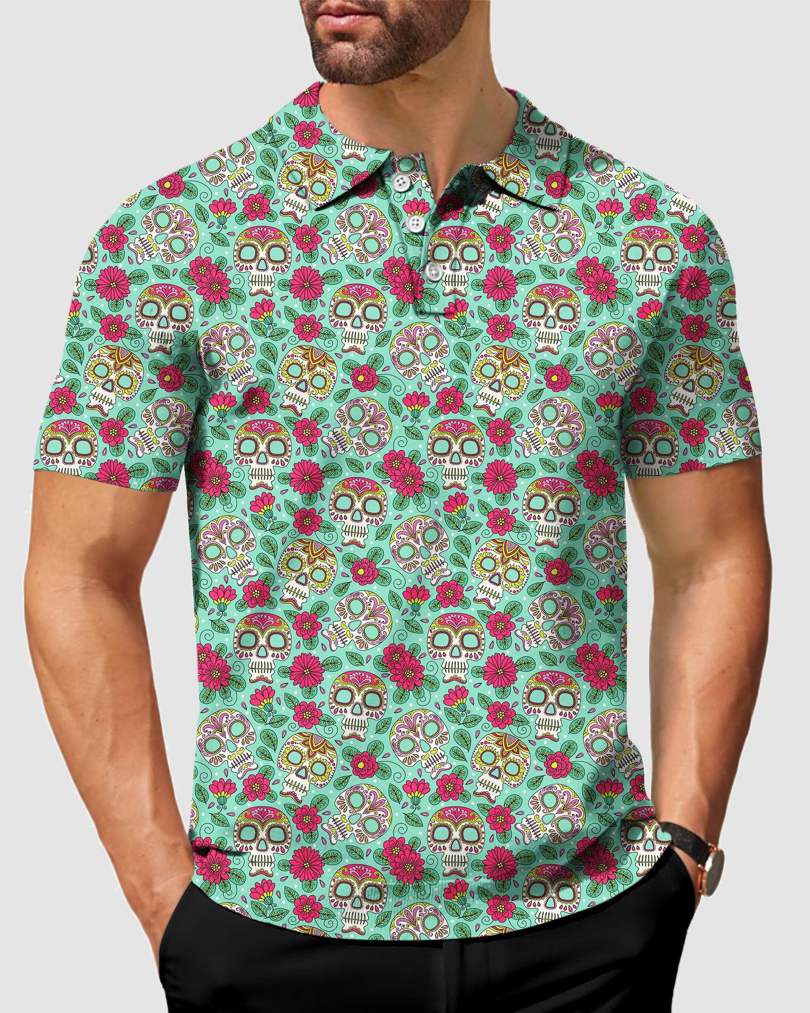 Skull and Rose Men's golf polo