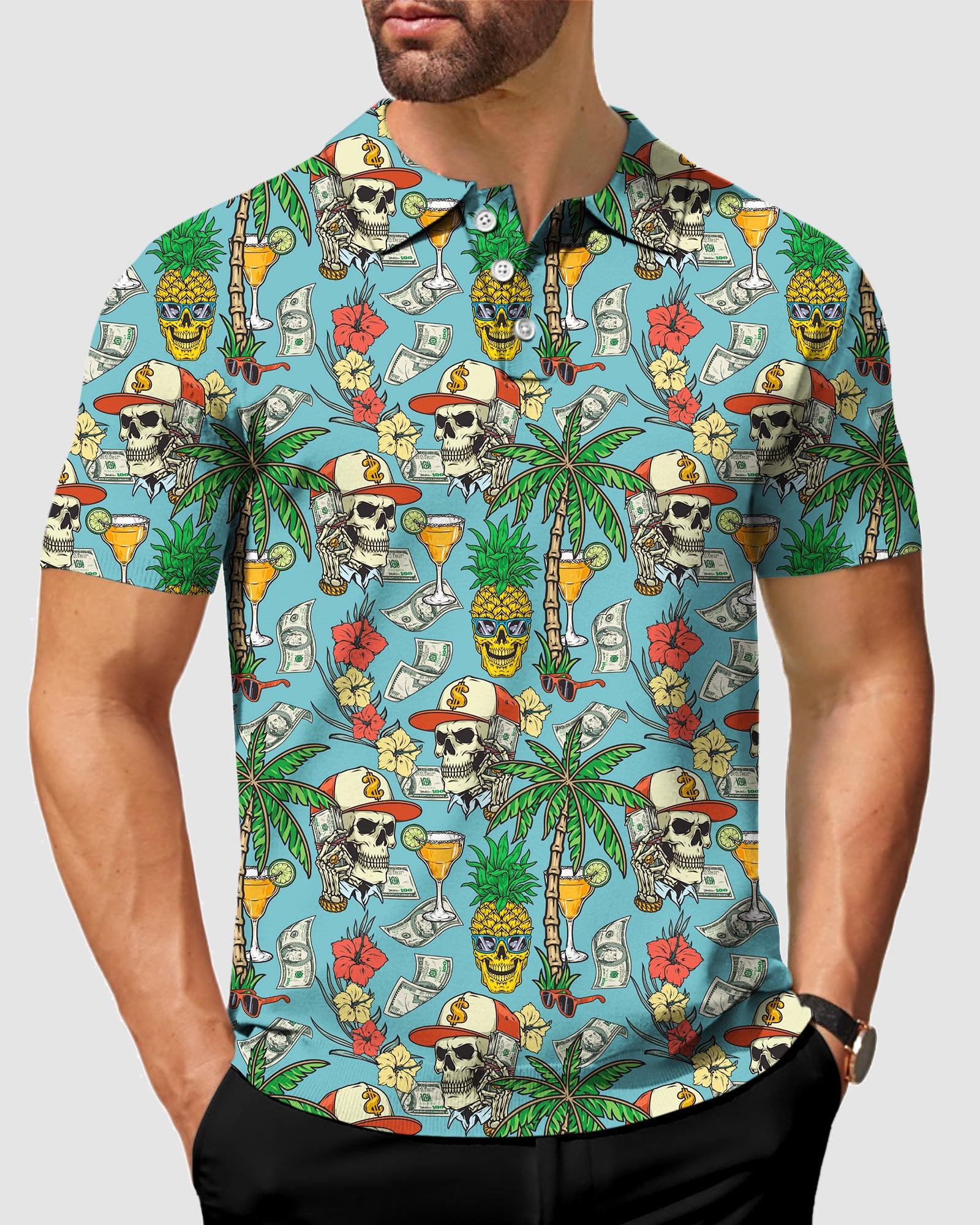 Men's golf polo Skull Mexican Style