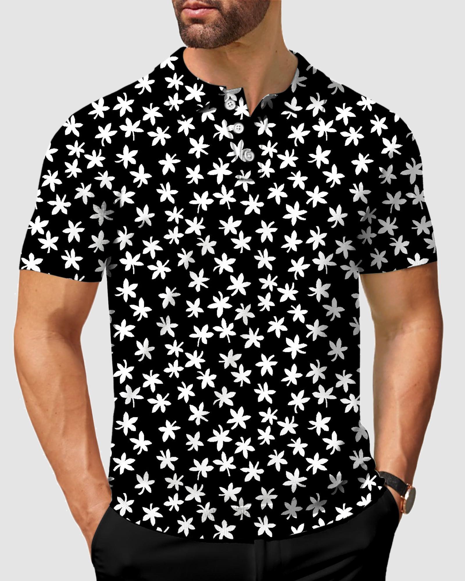 Men's golf polo Black and white space