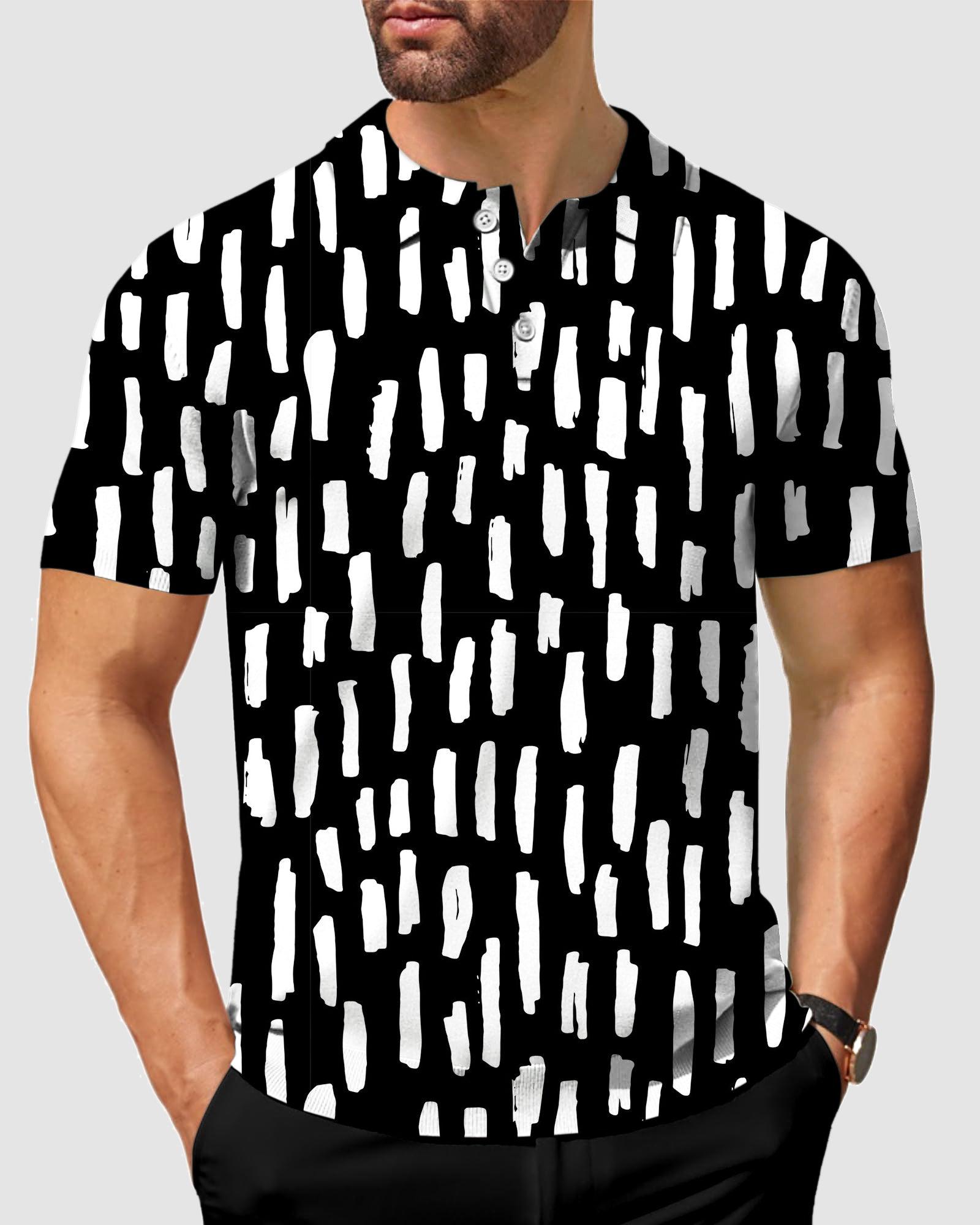 Men's golf polo Black and white space