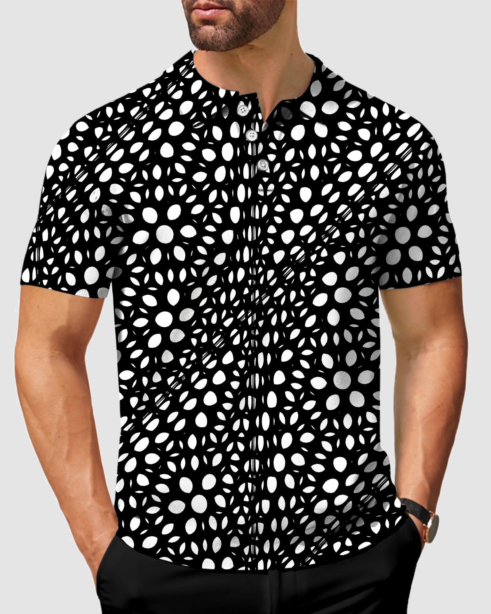 Men's golf polo Black and white space