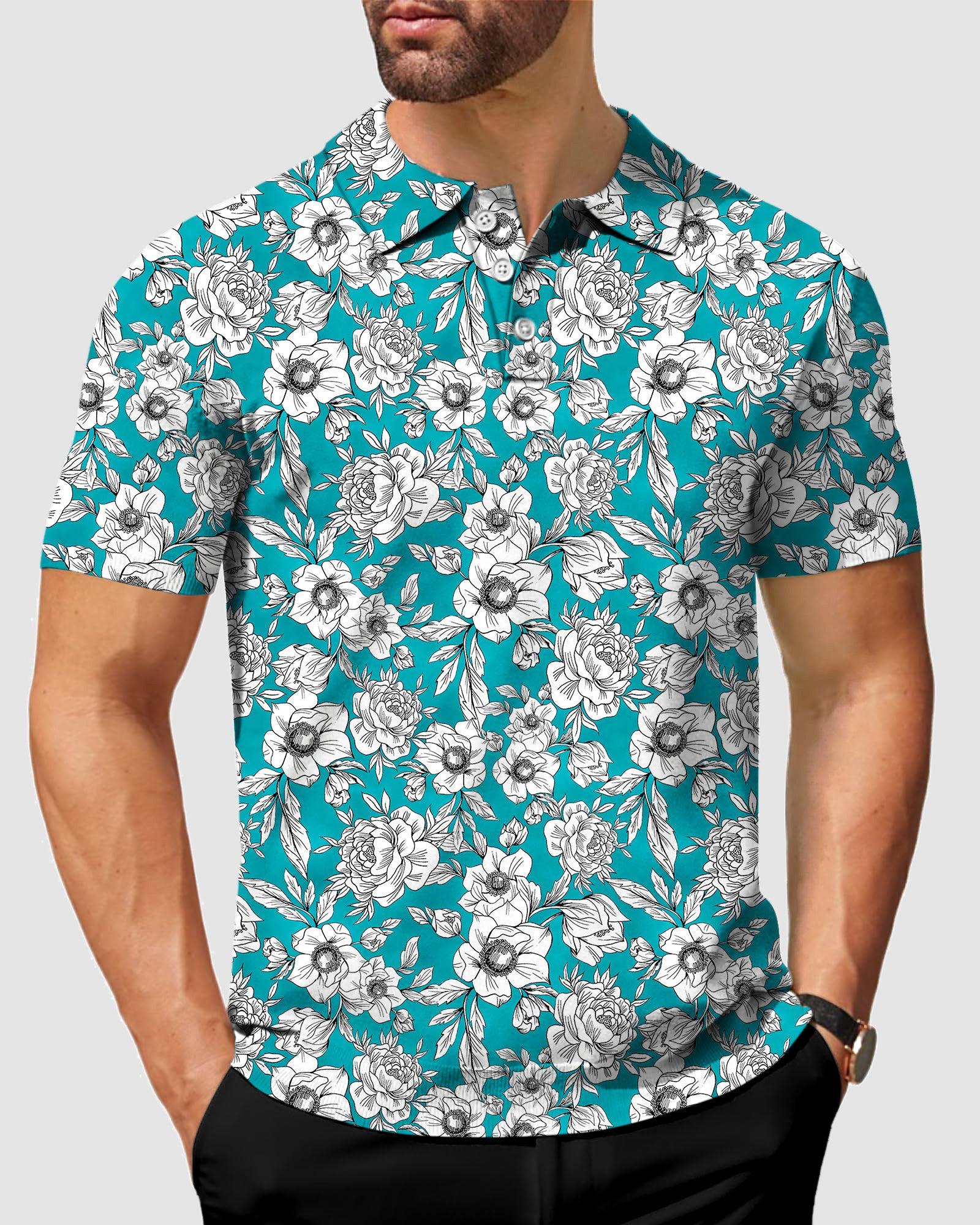 Men's golf Rhododendron flower polo