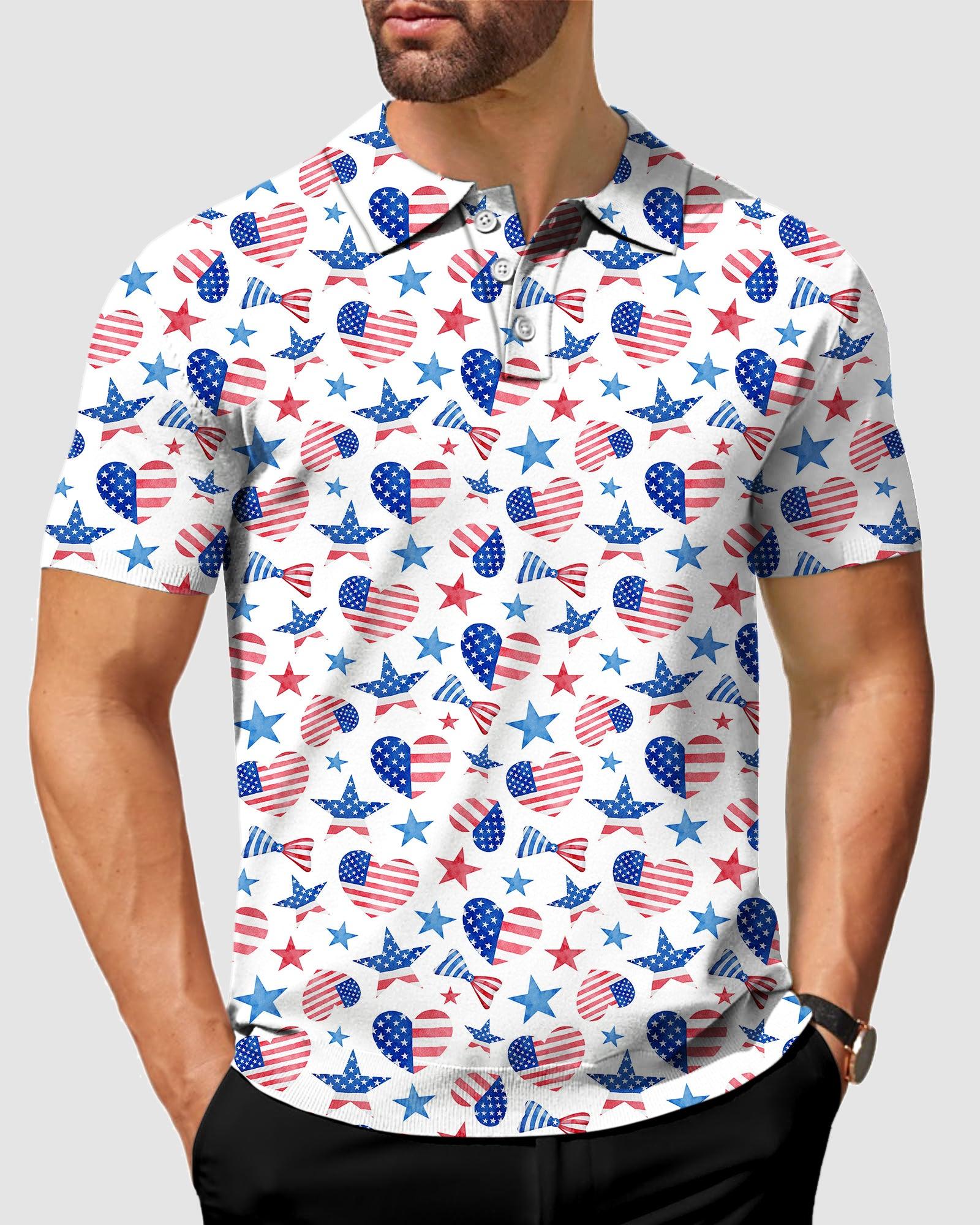 Men's golf US Flag Stars polo