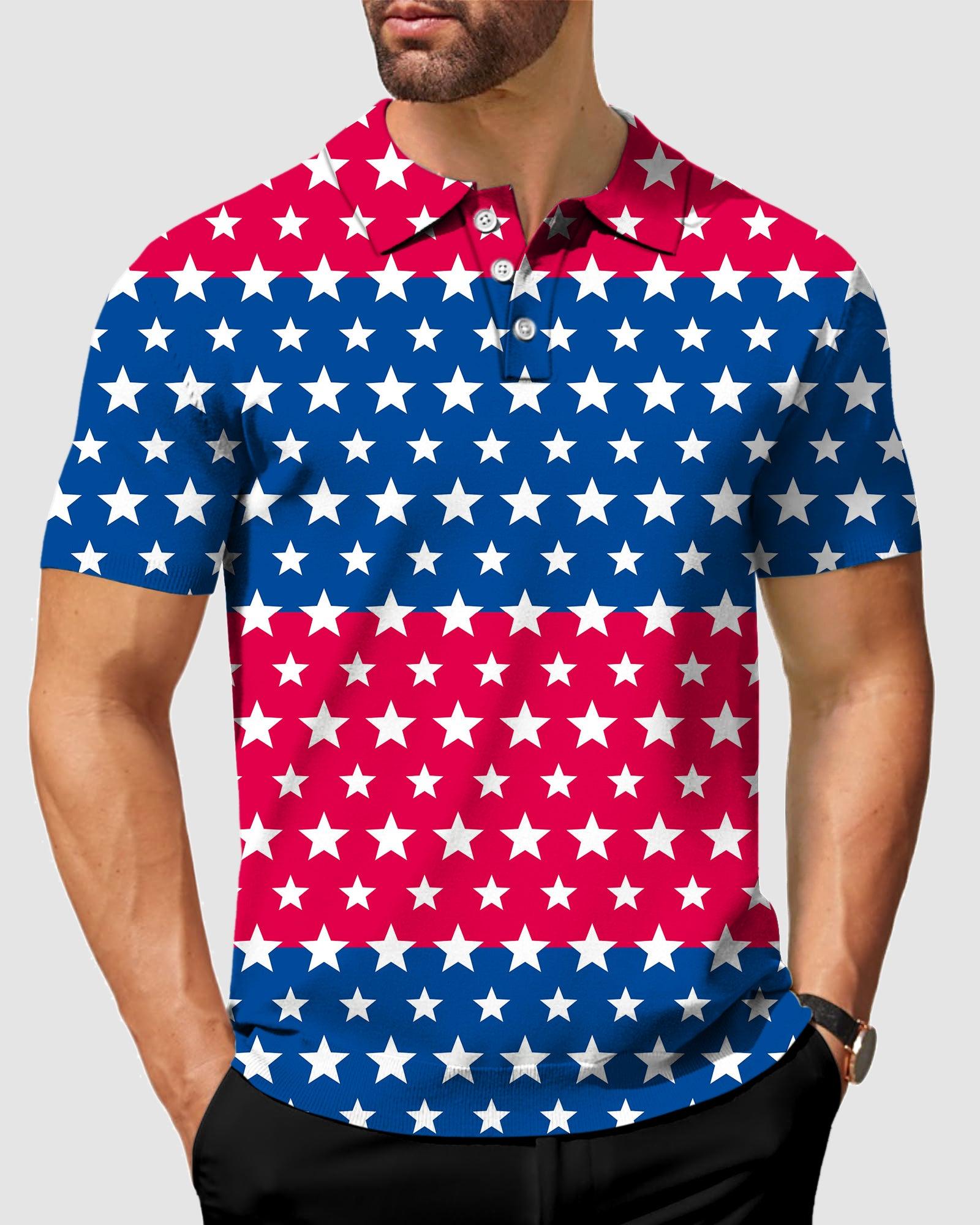 Men's golf US Flag Stars polo