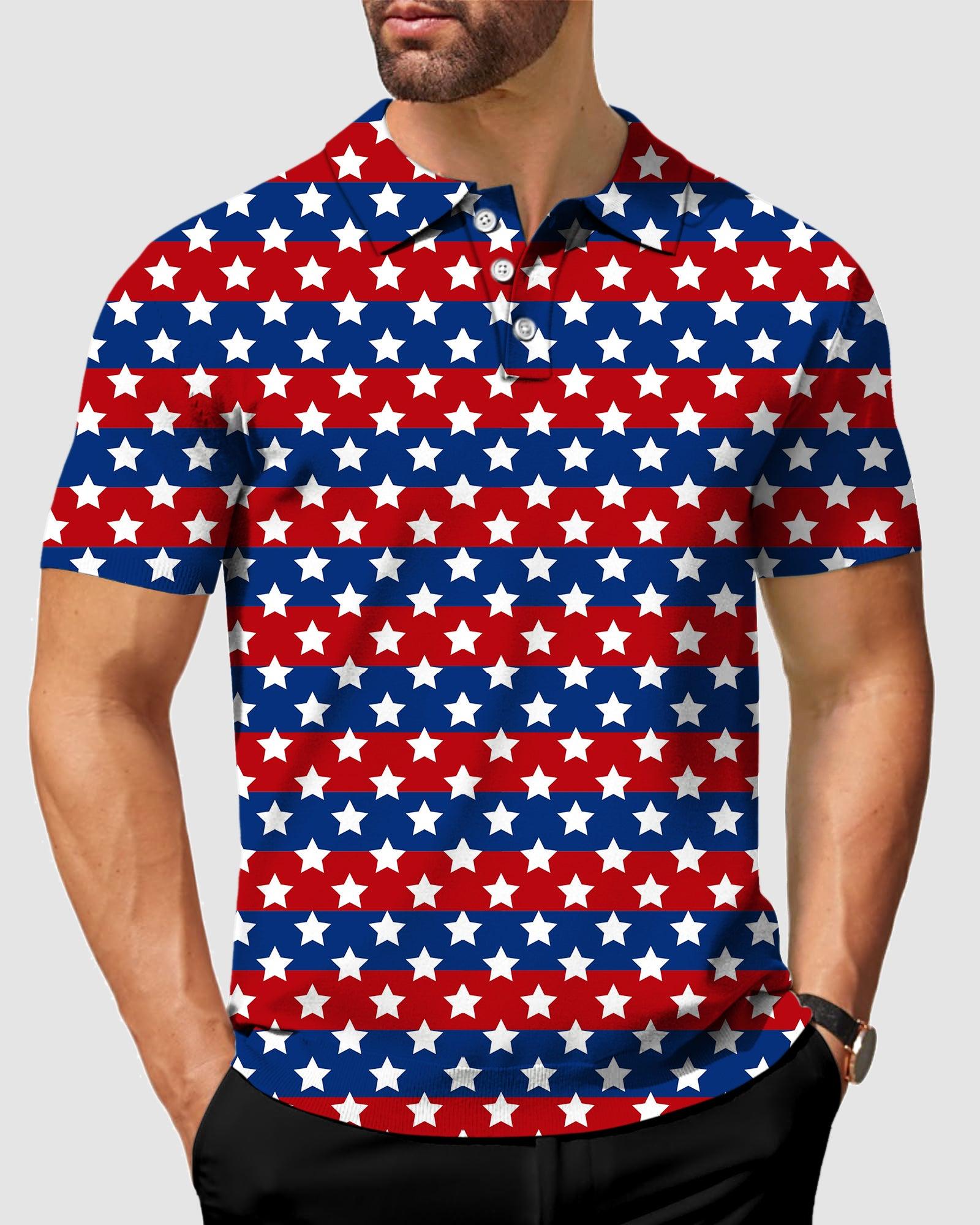 Men's golf US Flag Stars polo