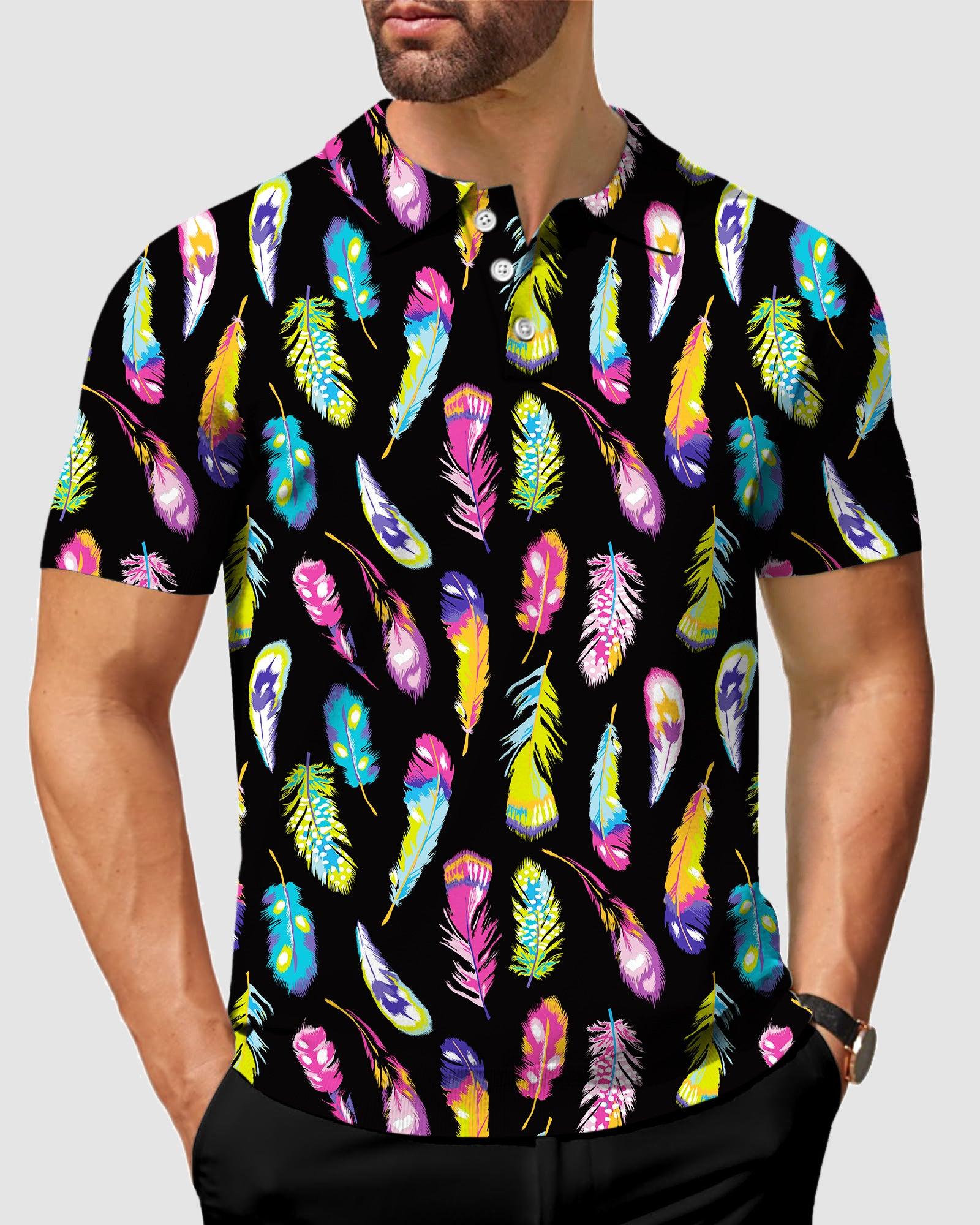 Colorful feathers-Men's golf polo