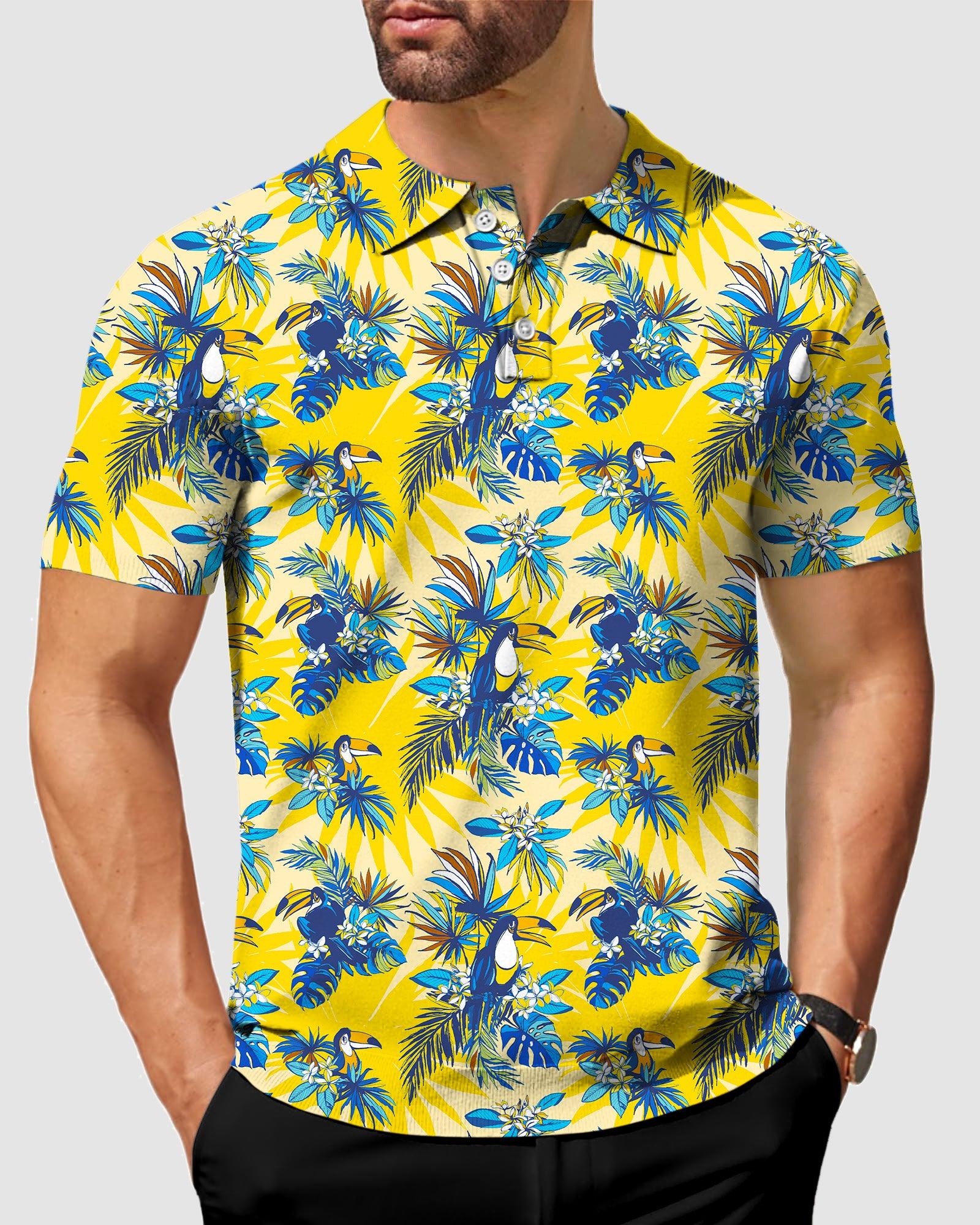 Flamingo yellow-Men's golf polo