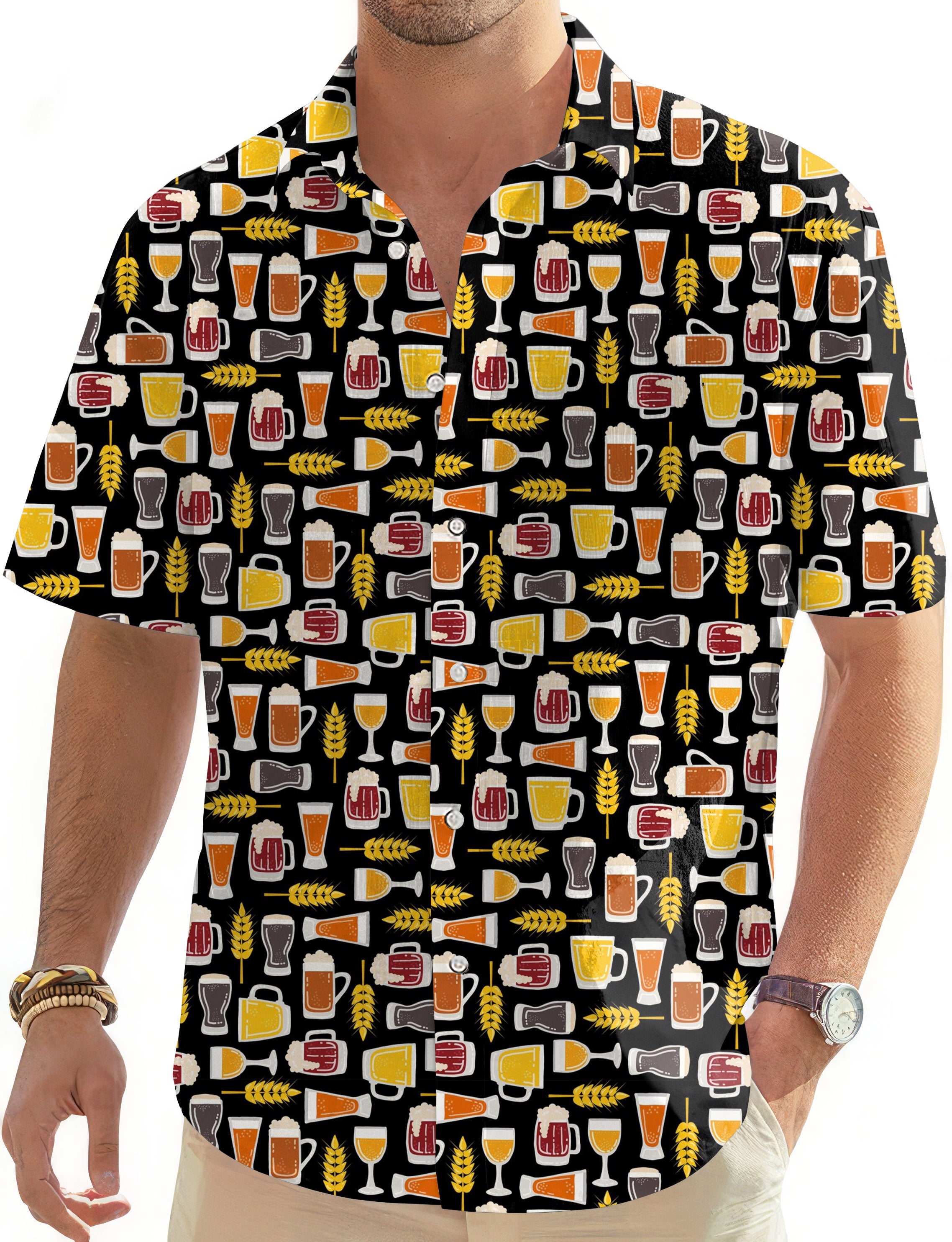 Fall Brewskis-Men's Golf Hawaiian Shirts Button Down Shirt