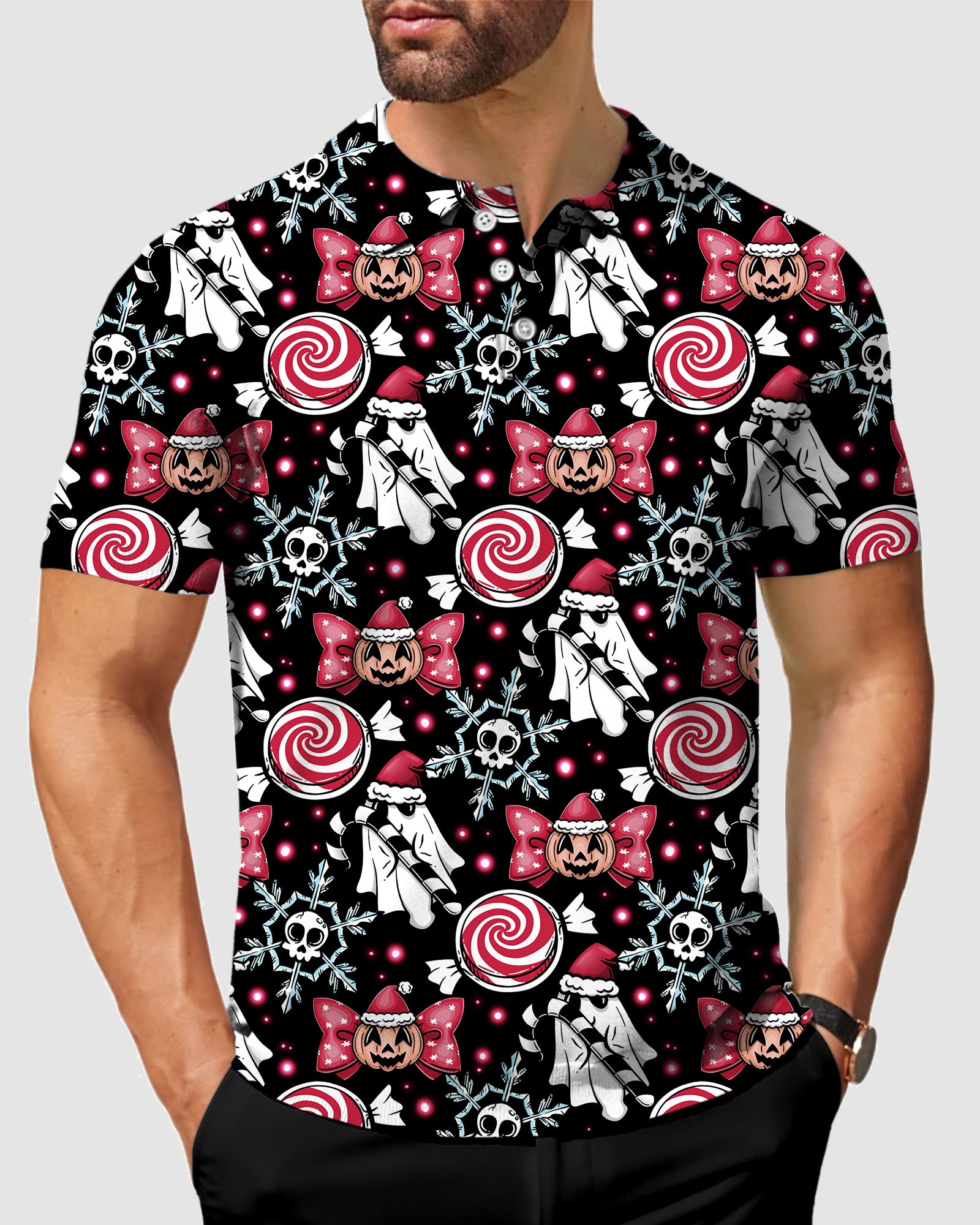 Men's Halloween Christmas Polo